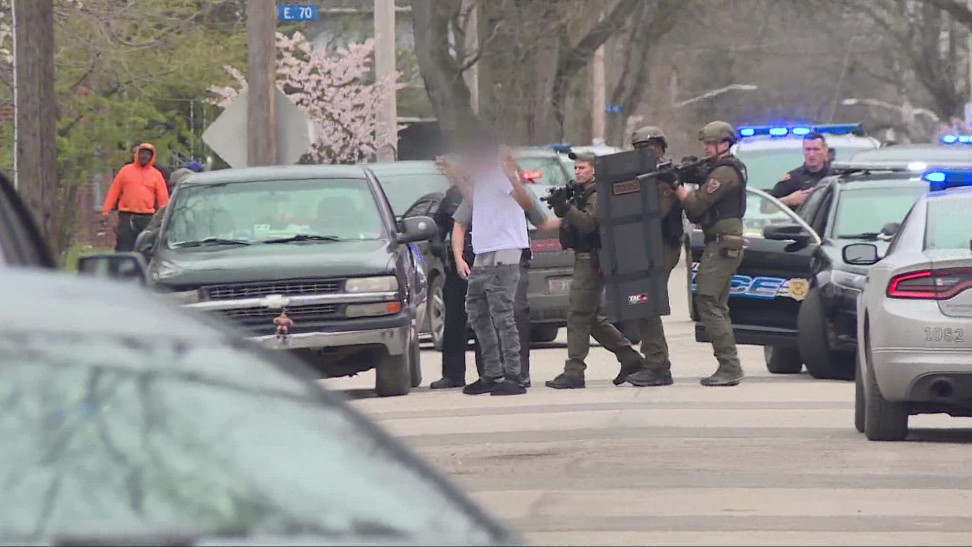 A chase involving multiple law enforcement agencies ended on Cleveland's eastside this evening with one man in custody.