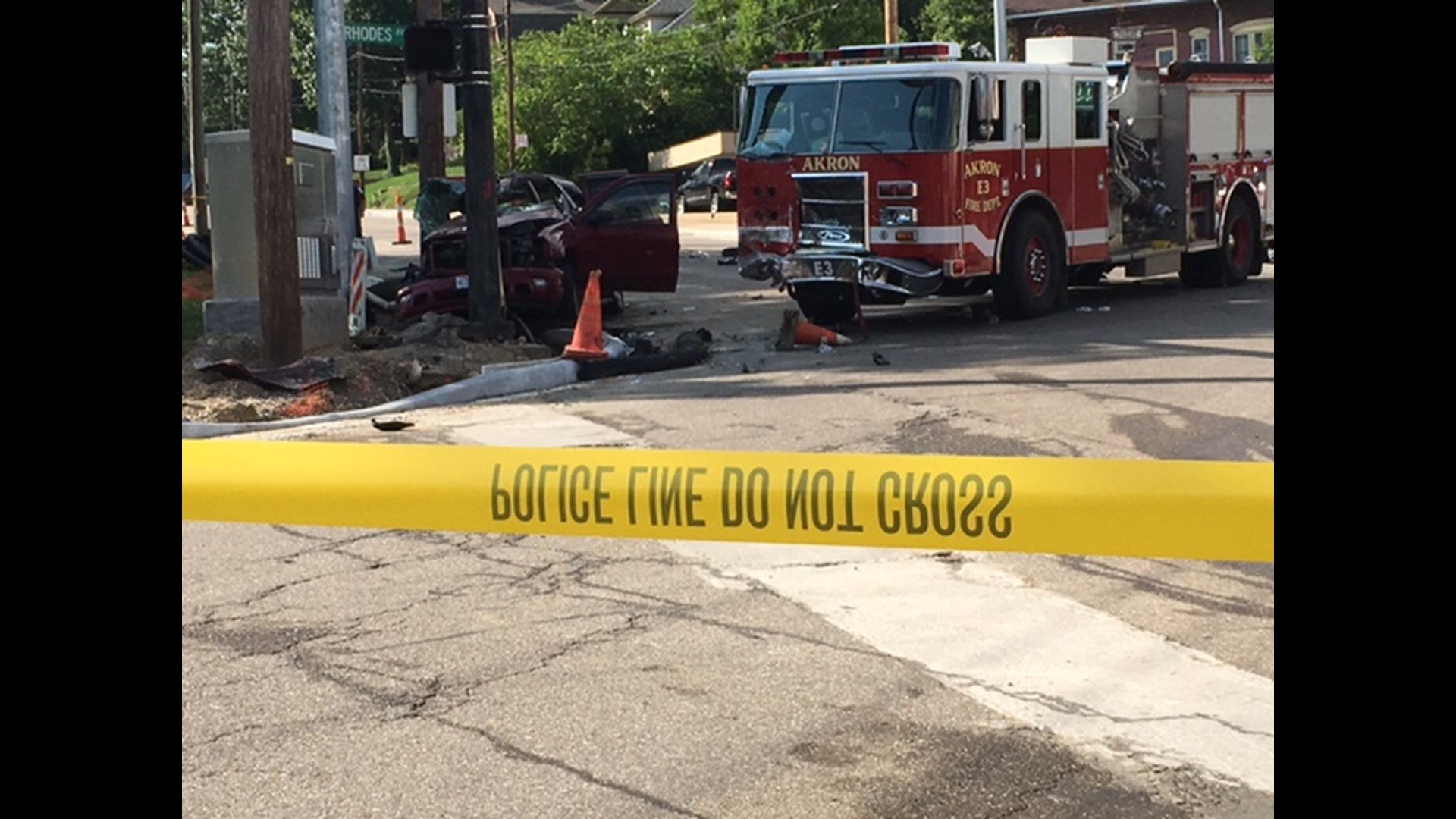 PHOTOS Scene of fatal crash involving Akron fire truck