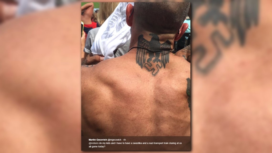 Father Son Sit Behind Man With Nazi Tattoos at Cleveland Indians Game   wfmynews2com