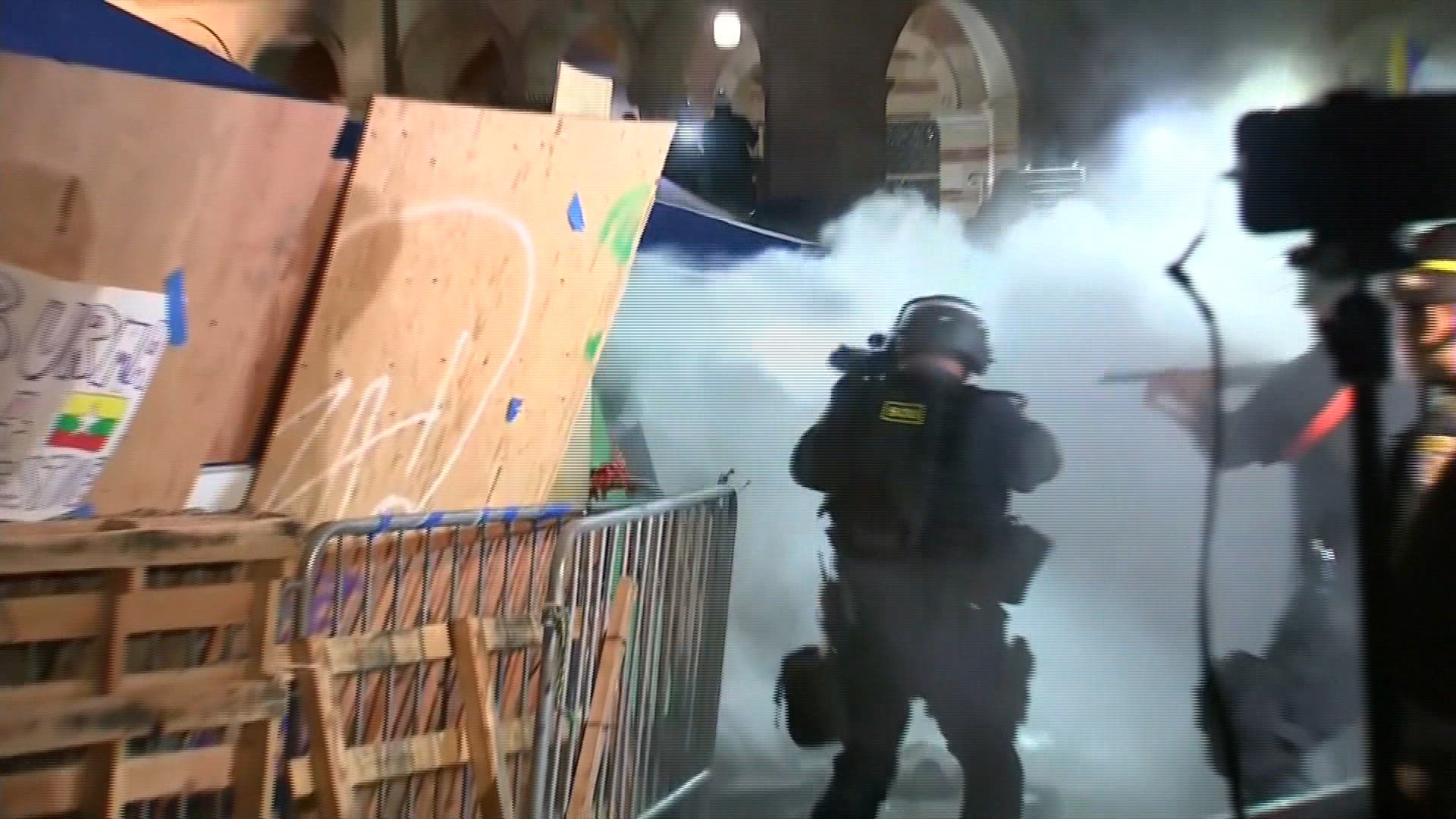 Police confronted protesters on the campus of UCLA after officials issued an order for them to disperse.
