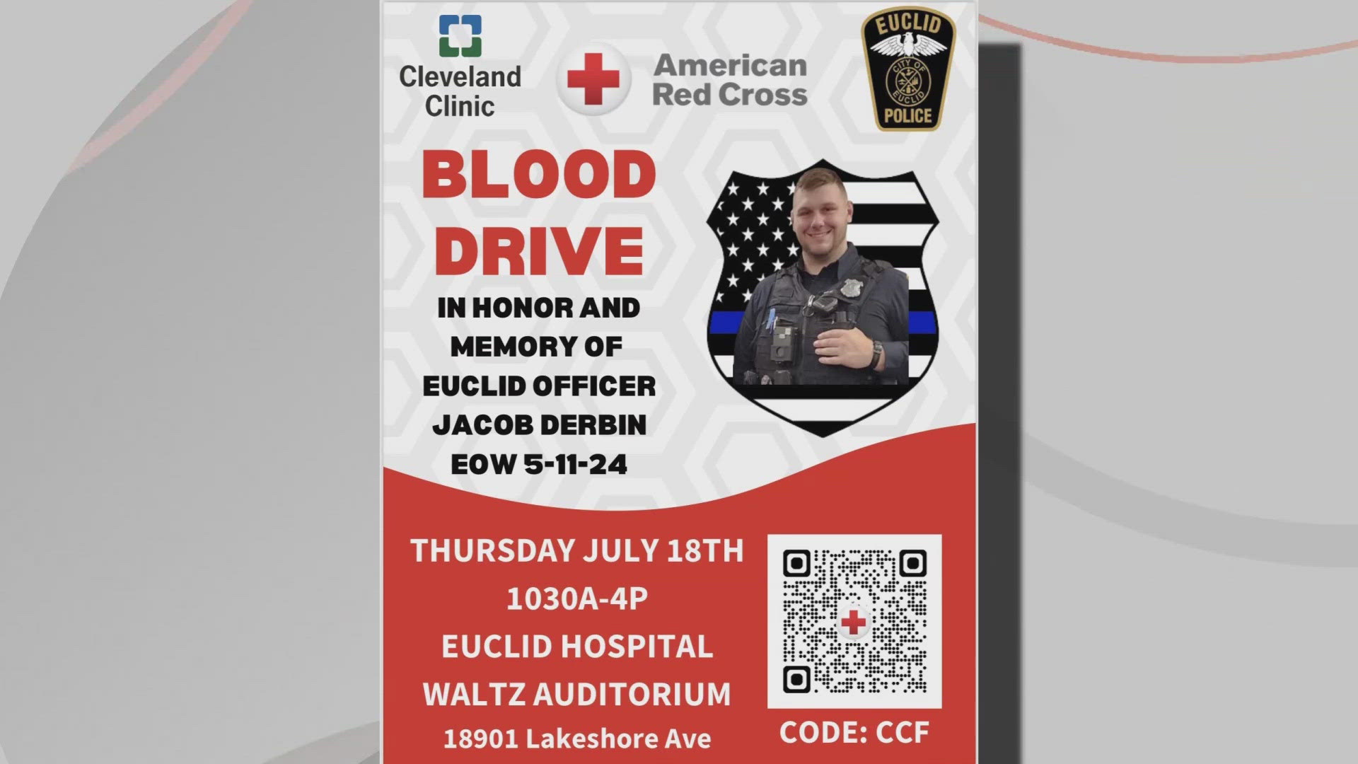 The blood drive will take place on July 18 at the Euclid Hospital’s Waltz Auditorium from 10:30 a.m. to 4 p.m.