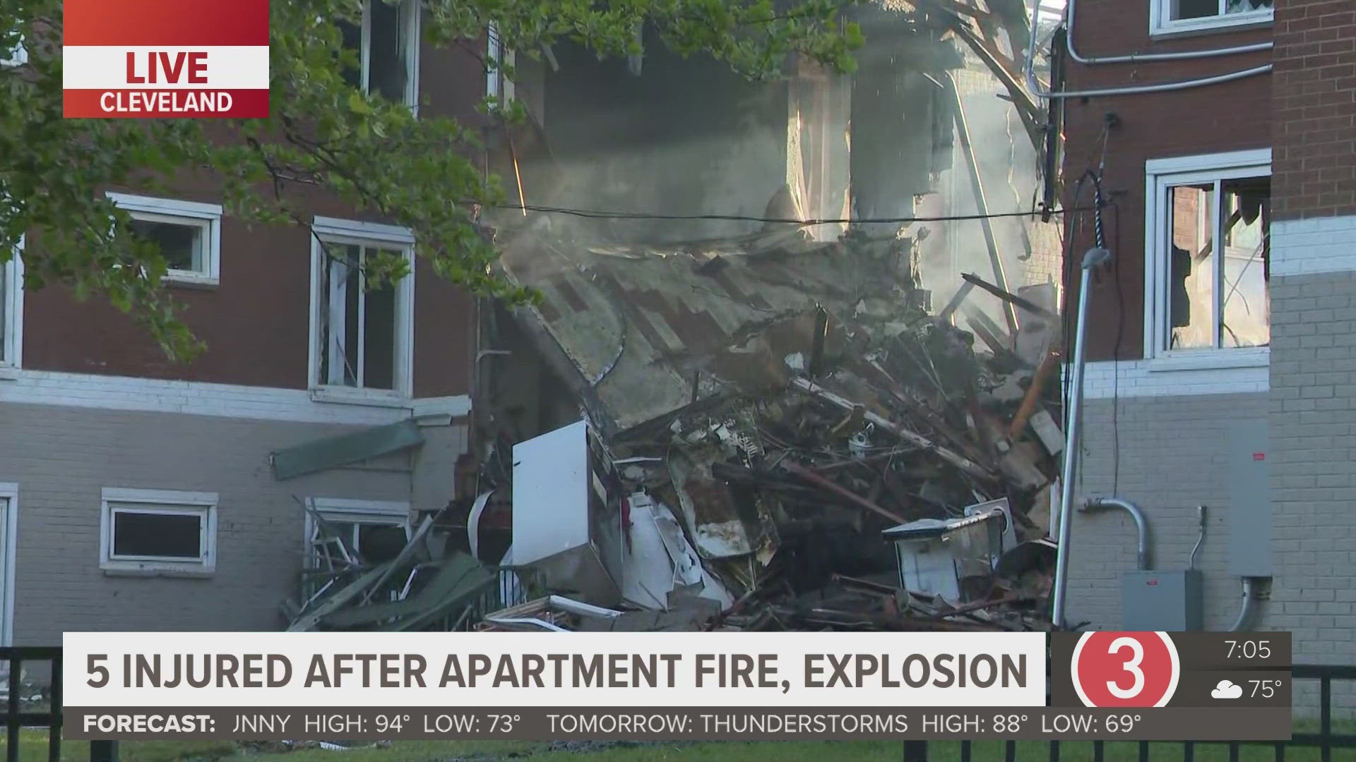 The Cleveland Division of Fire responded Monday to an explosion and subsequent fire at an apartment building in the 7000 block of Garden Valley Avenue on Monday.