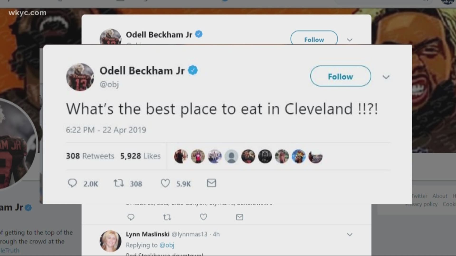April 23, 2019: The Browns wide receiver is asking for your advice to help him find the best place to eat in Cleveland.