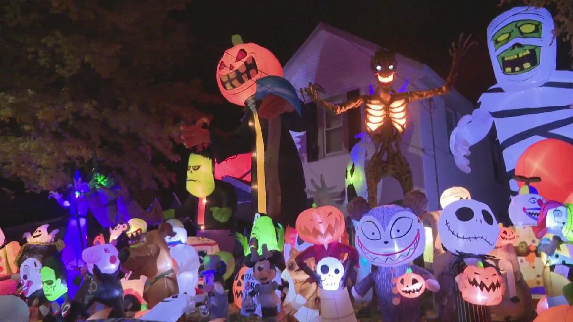 A wickedly cool Halloween display in the 100 block of East Bergey Street in Wadsworth features dozens of decorations -- including more than 50 inflatables.