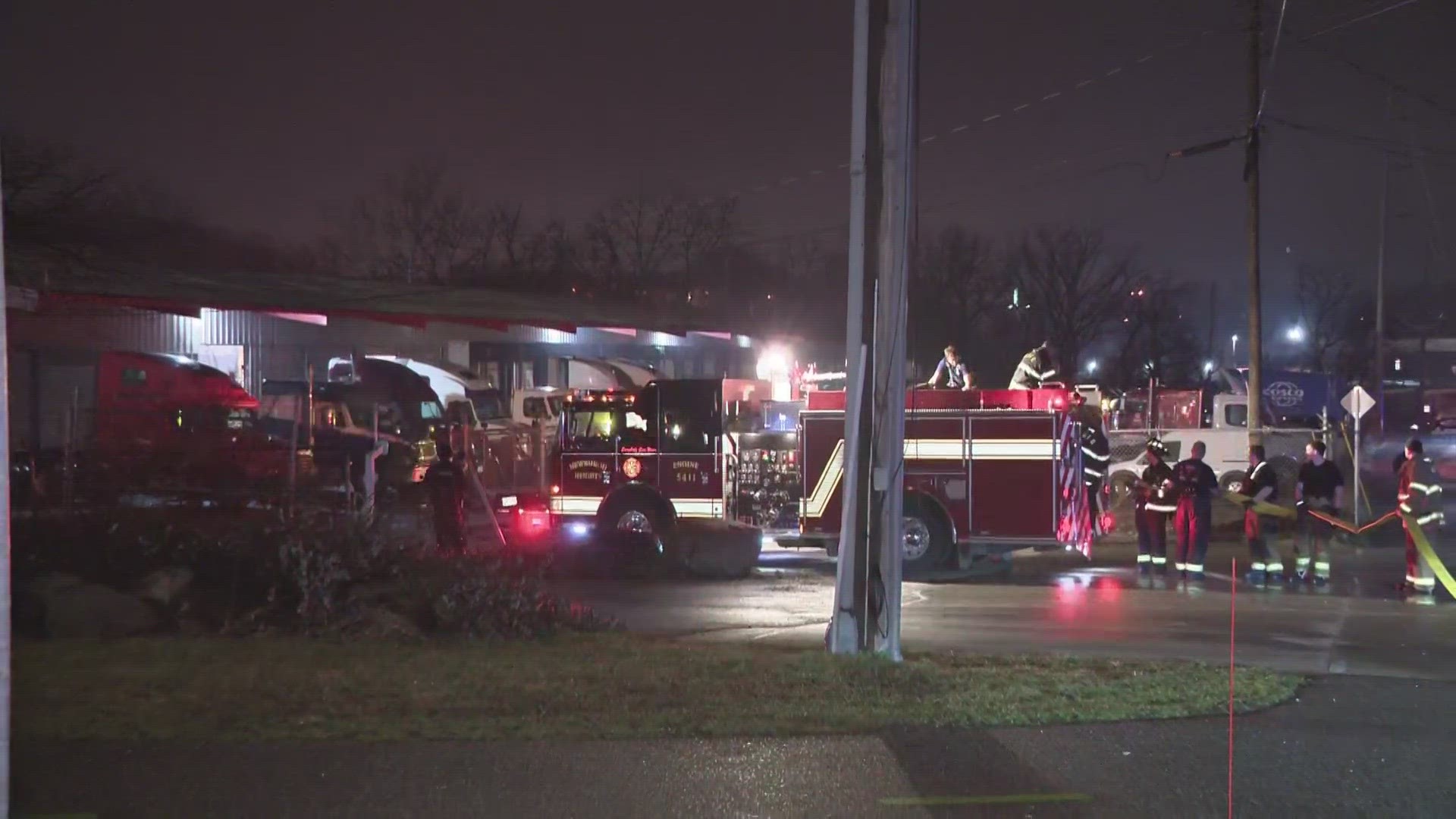 A portion of Harvard Avenue was closed in Cuyahoga Heights overnight as several semi trucks caught fire.