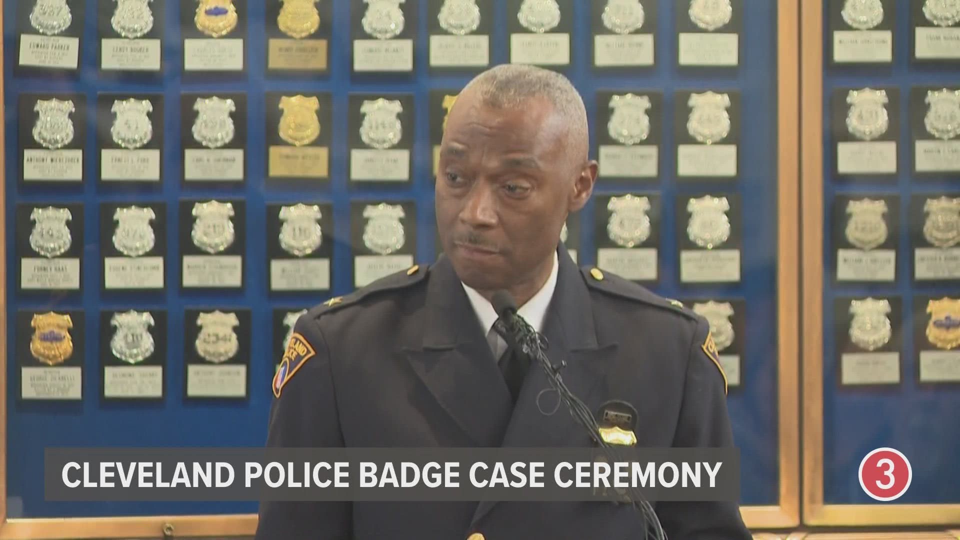 Cleveland Police Chief Wayne Drummond speaks at the 2023 badge case ceremony.