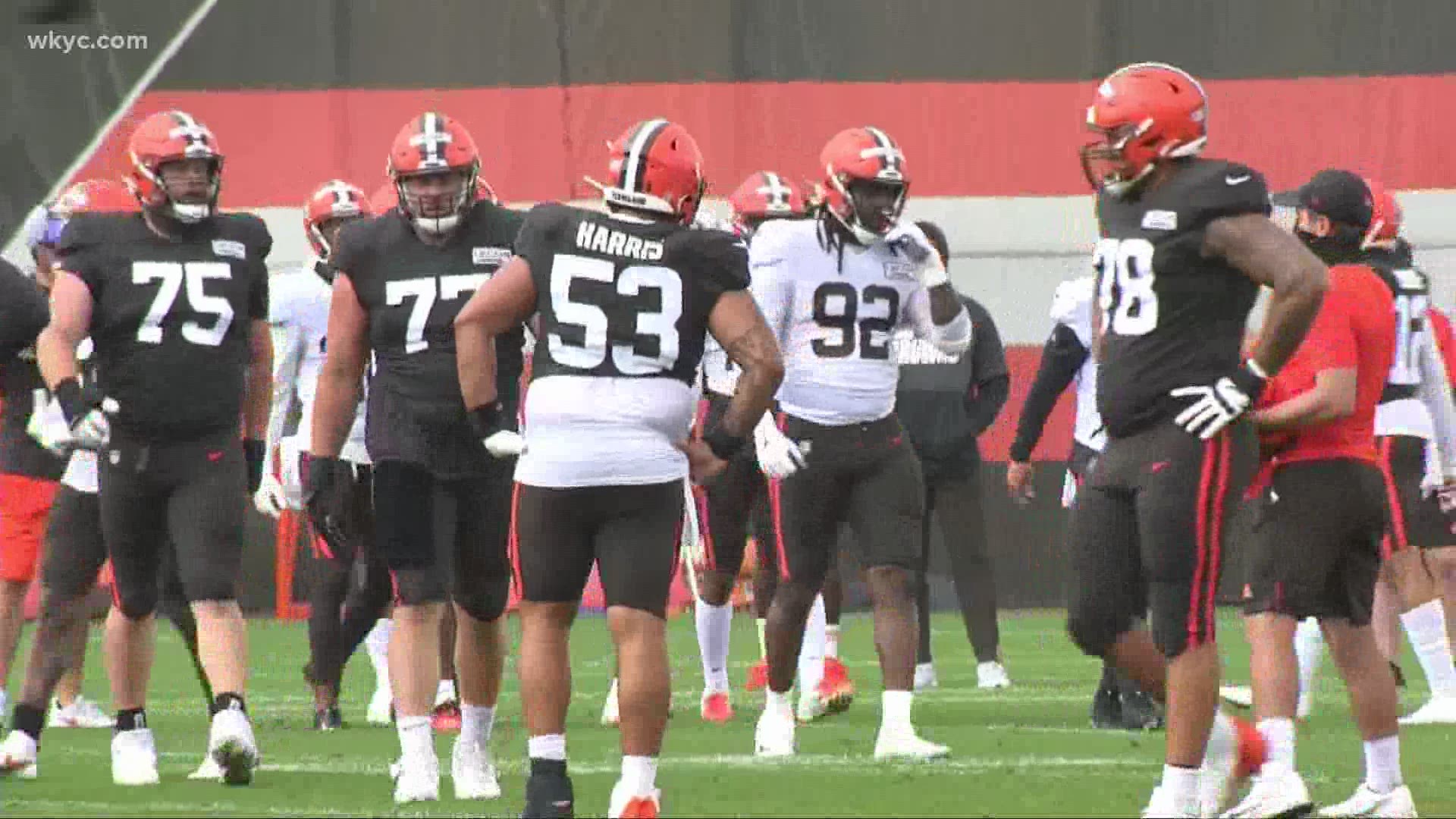 Chubb is being evaluated for a concussion. The Browns practiced in pads on Monday for the first time in training camp.