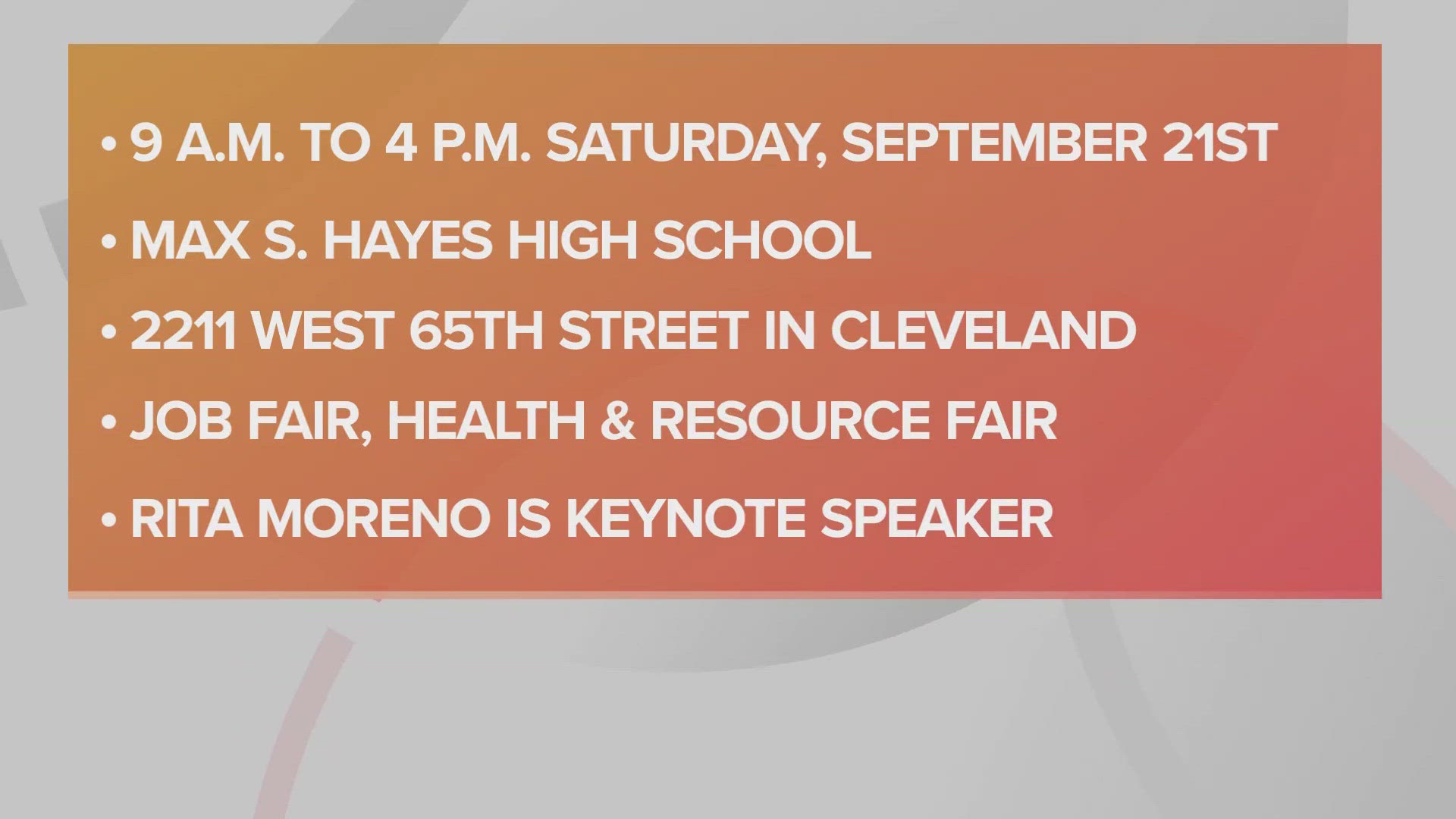 Convención Hispana will be held from 9 a.m. to 4 p.m. on Saturday, Sept. 21 at Max S. Hayes High School in Cleveland.