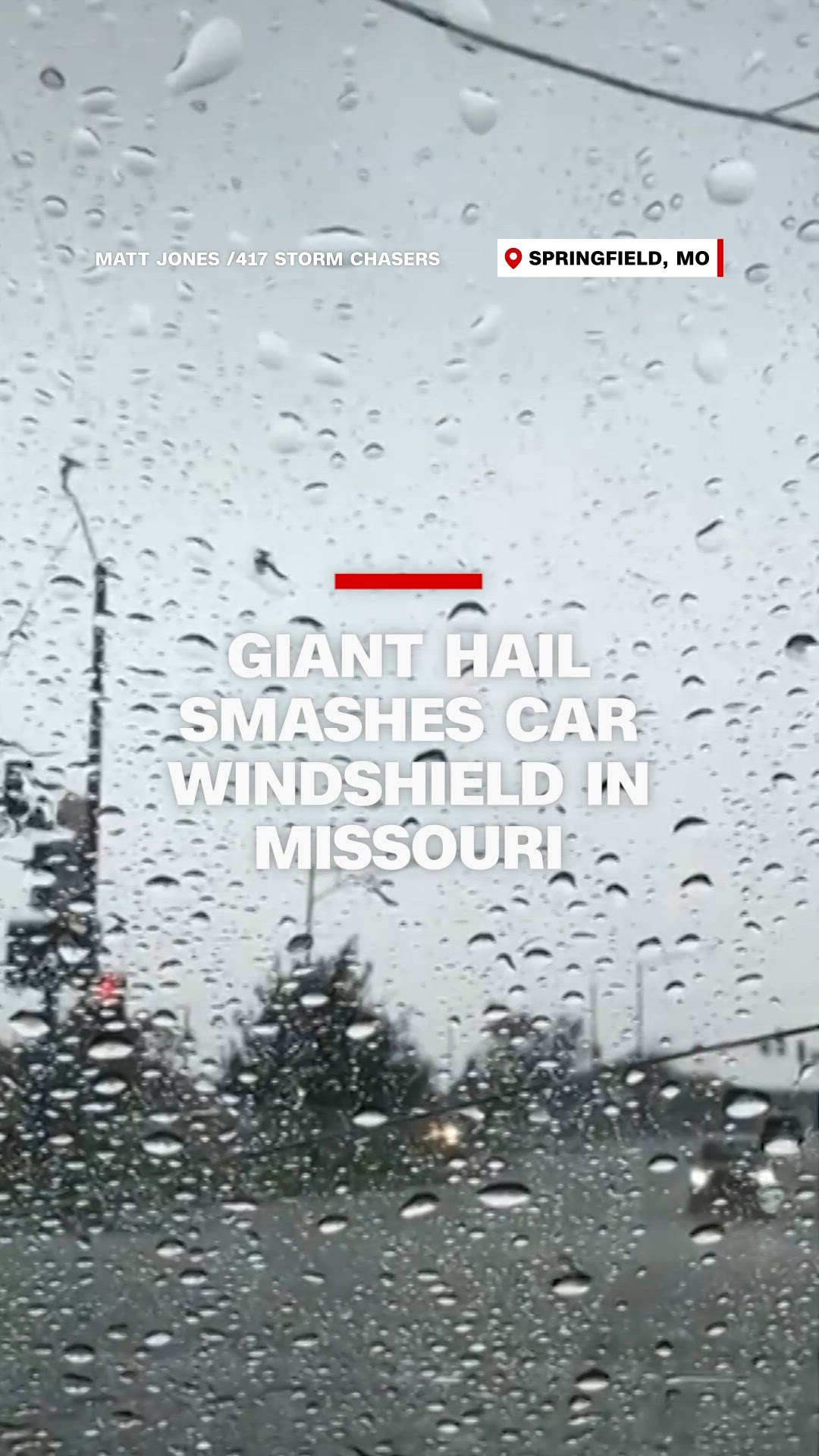 Giant hail smashes car windshield during severe storms in Missouri ...