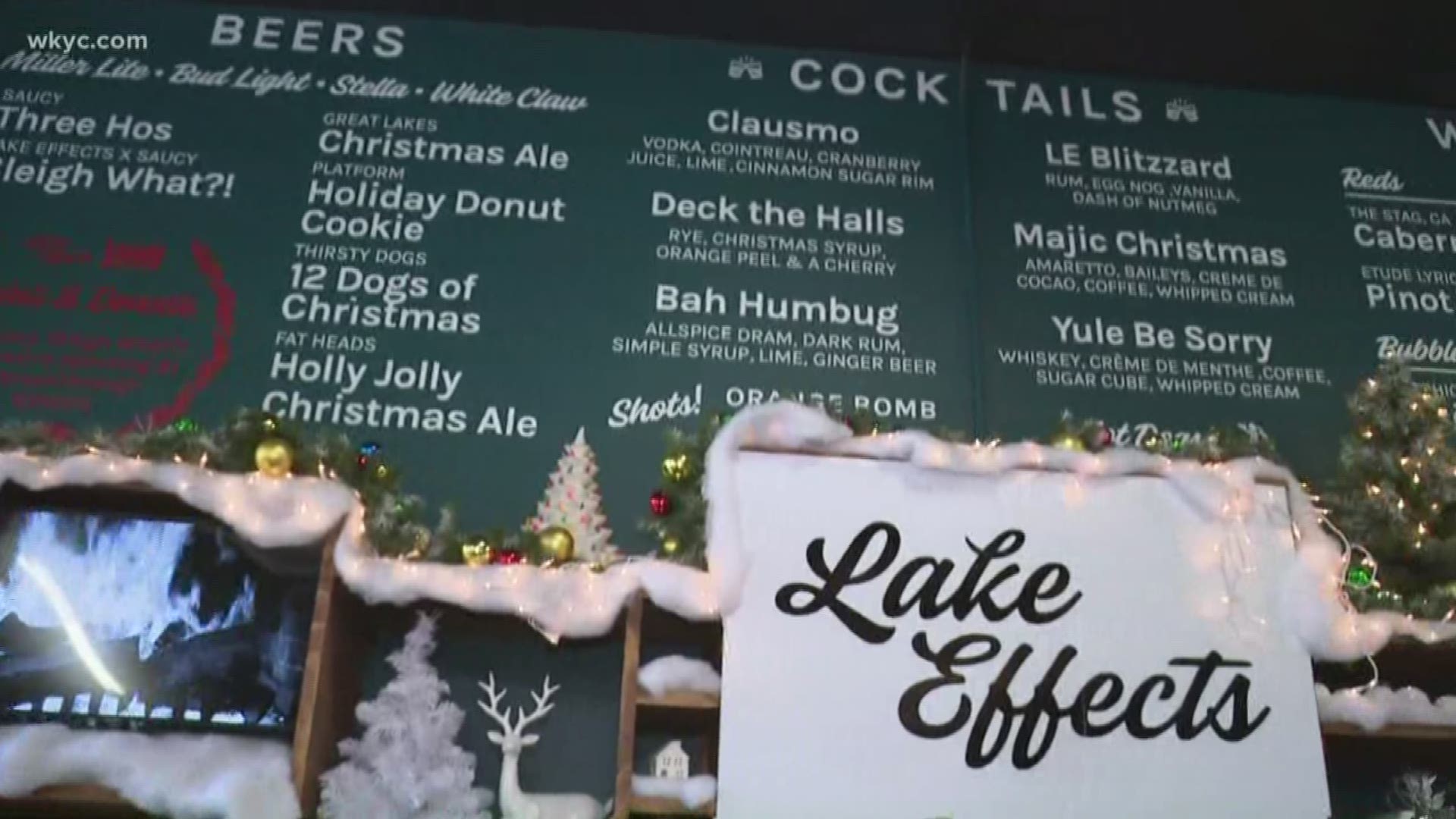 Mike Polk Jr. tours Lake Effects holiday pop-up bar in downtown Cleveland and learns how to make their signature drink.
