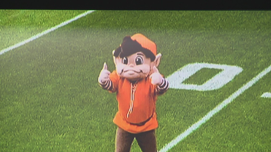 Brownie the Elf, the Cleveland Browns' new midfield logo