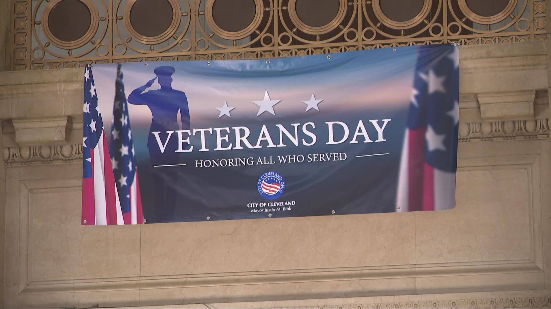 Today's Veterans Day events included remarks from Mayor Justin M. Bibb and other local officials.