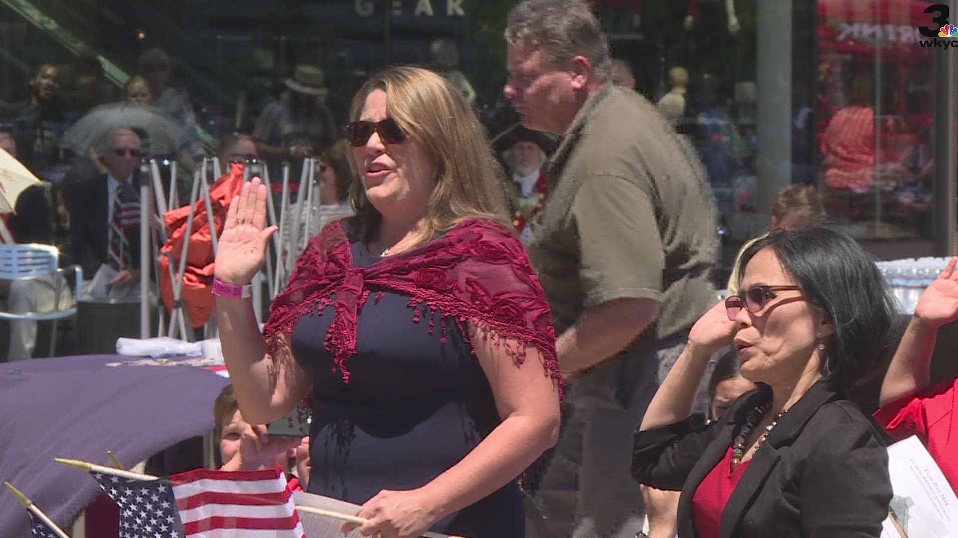 Additional footage of new U.S. citizens sworn in Cleveland