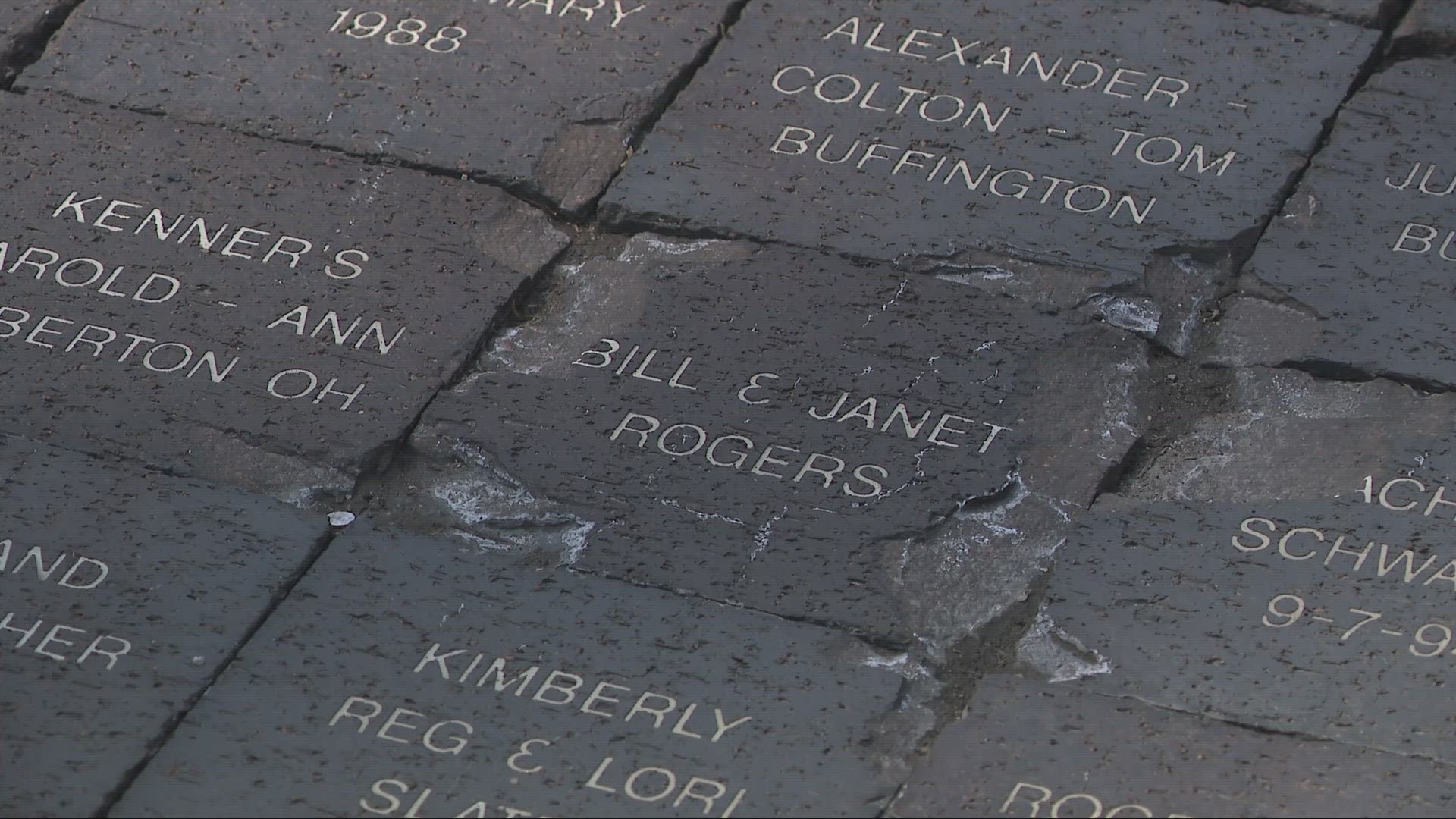 Fans originally purchased the personalized bricks in 1993 to help fund the Feller statue, but they are now being called a 'safety hazard.'