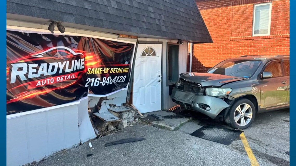 Suspected drunk driver crashes into Cleveland auto detail shop, causing thousands in damages