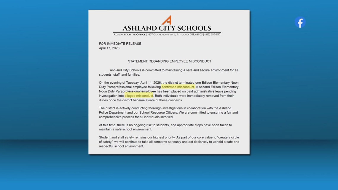 Ashland City Schools fire Edison Elementary employee, place another on leave as police assist with 'misconduct' investigation