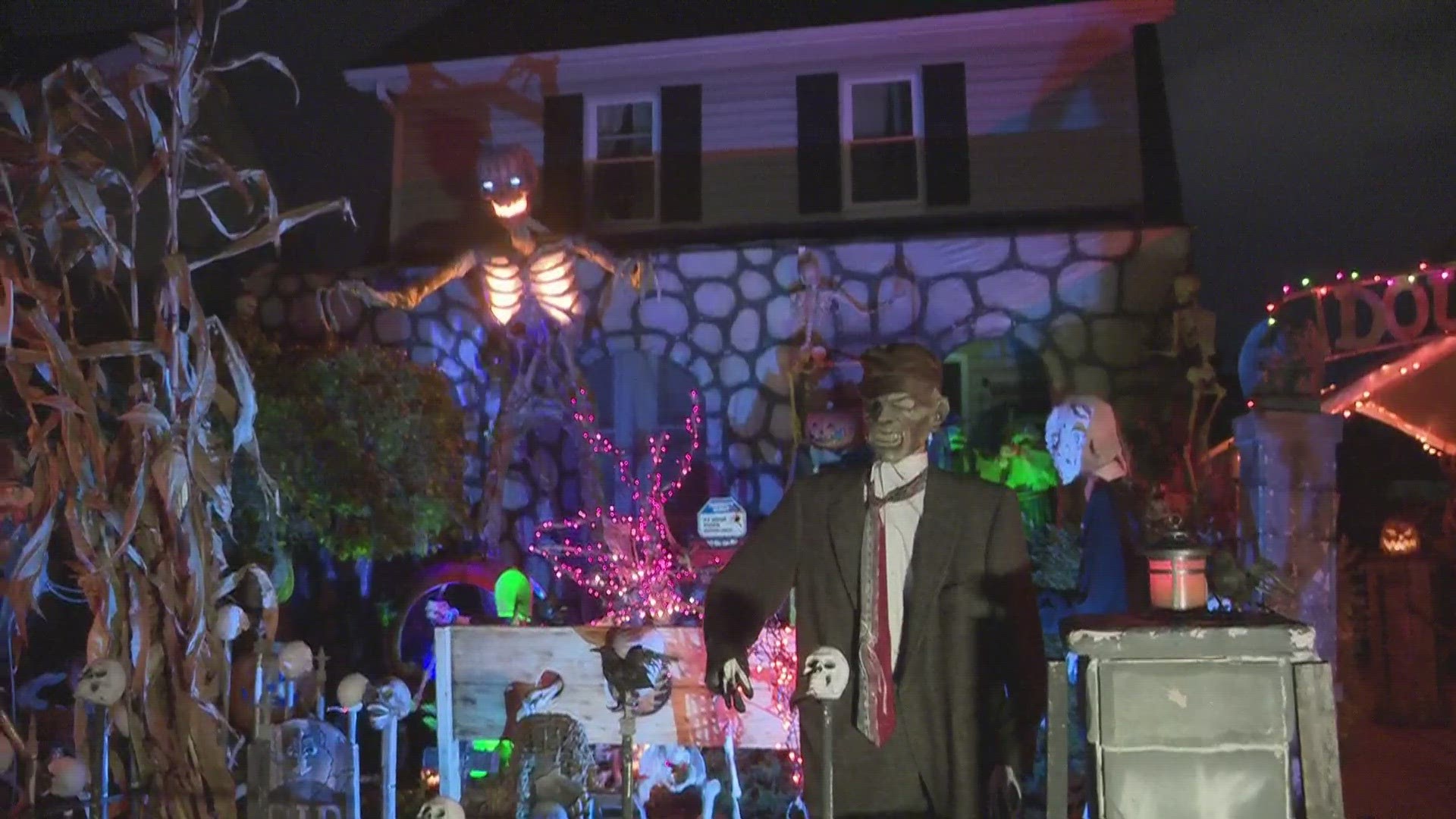 Check out this awesome Halloween display with spooky decorations at a home on Lincoln Avenue in Parma, Ohio.