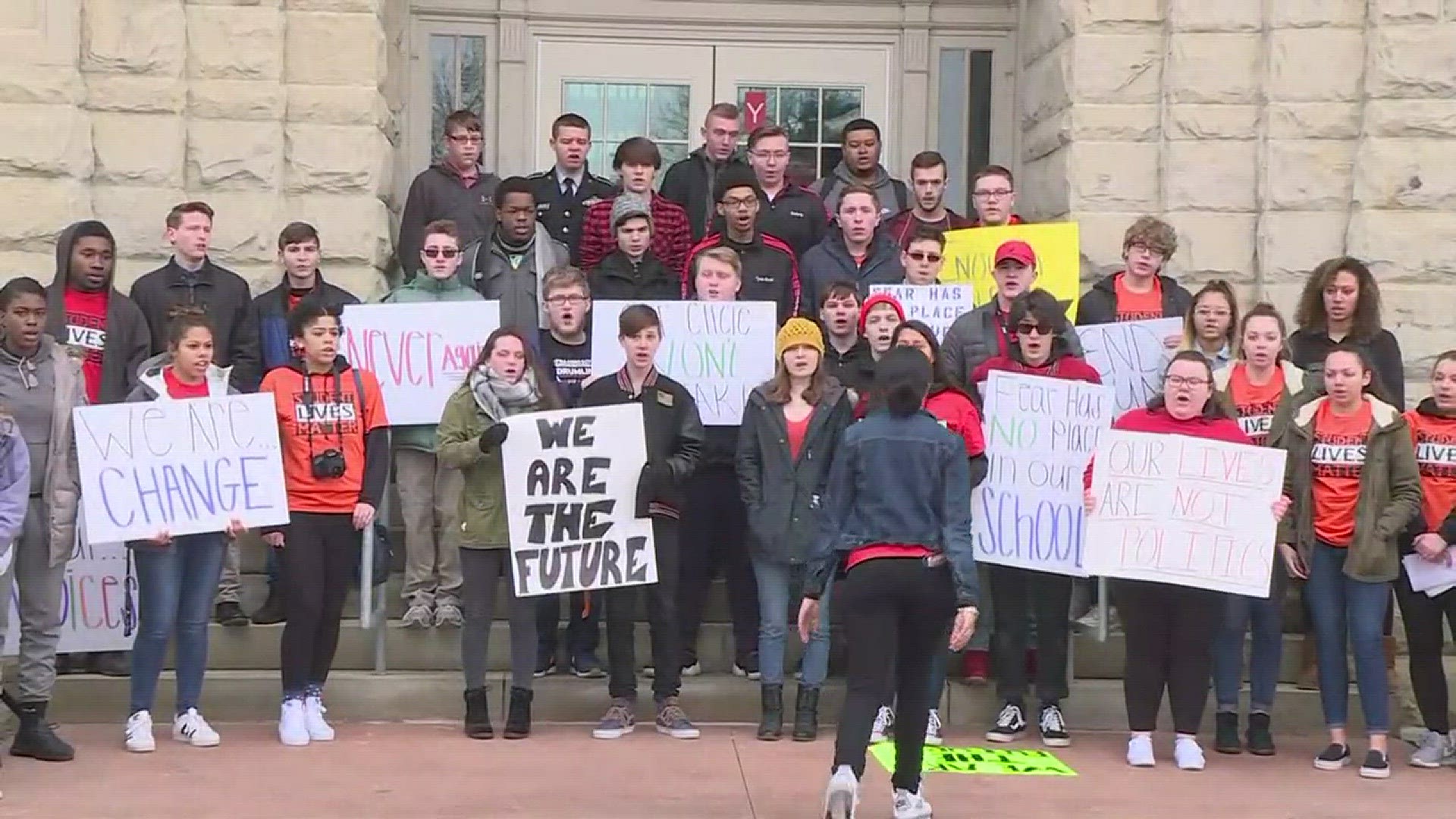 March 14, 2018: The choir at Elyria High School joined in song amid their stance against gun violence during the national walkout.