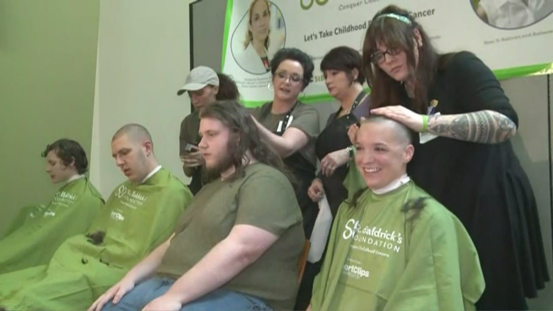 Hundreds shaved their heads at UH Rainbow Babies and Children's Hospitals to raise money for childhood cancer research.