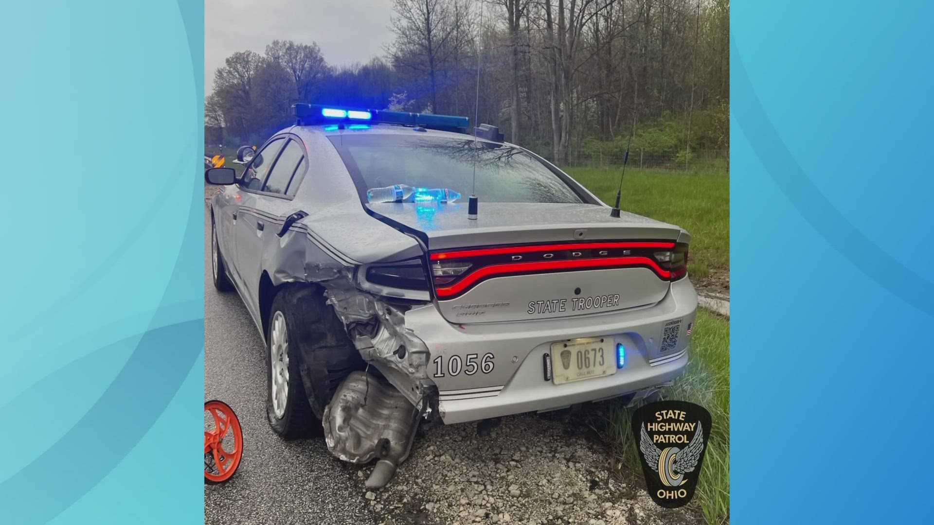 Trooper Alfonso Sierra suffered minor injuries after his cruiser was hit on the Turnpike. The driver who struck him is believed to have suffered a medical episode.