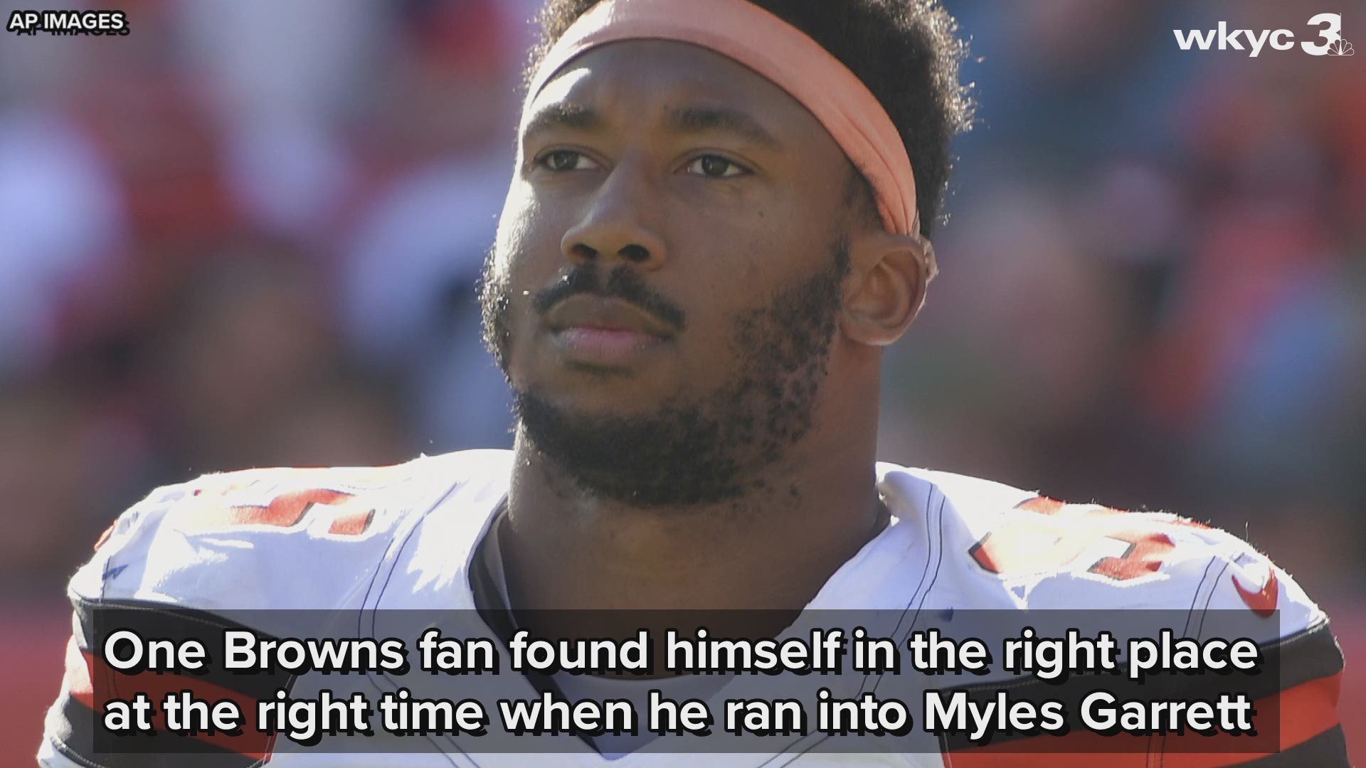 One Cleveland Browns fan found himself in the right place at the right time when he ran into Myles Garrett on Wednesday.