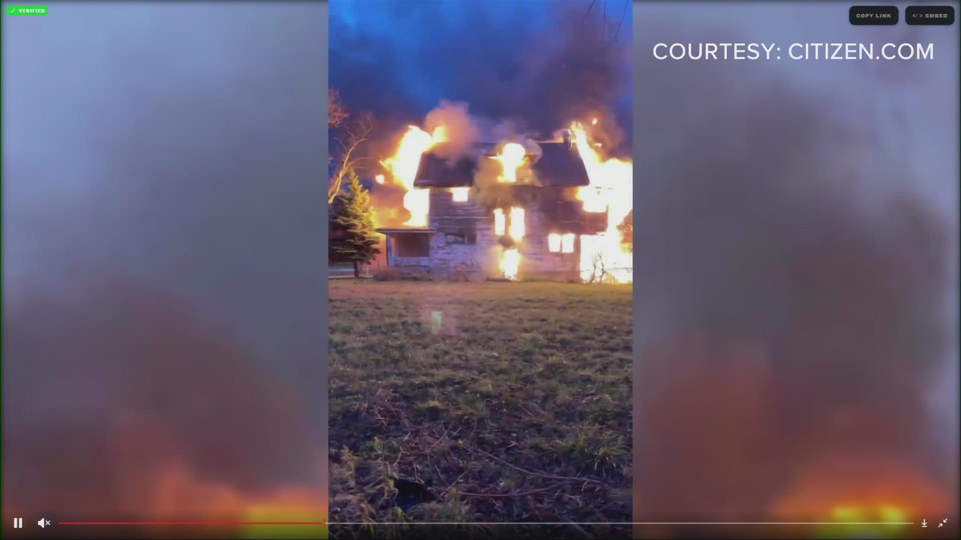 Fire officials say the house was fully engulfed in flames when they arrived on scene.