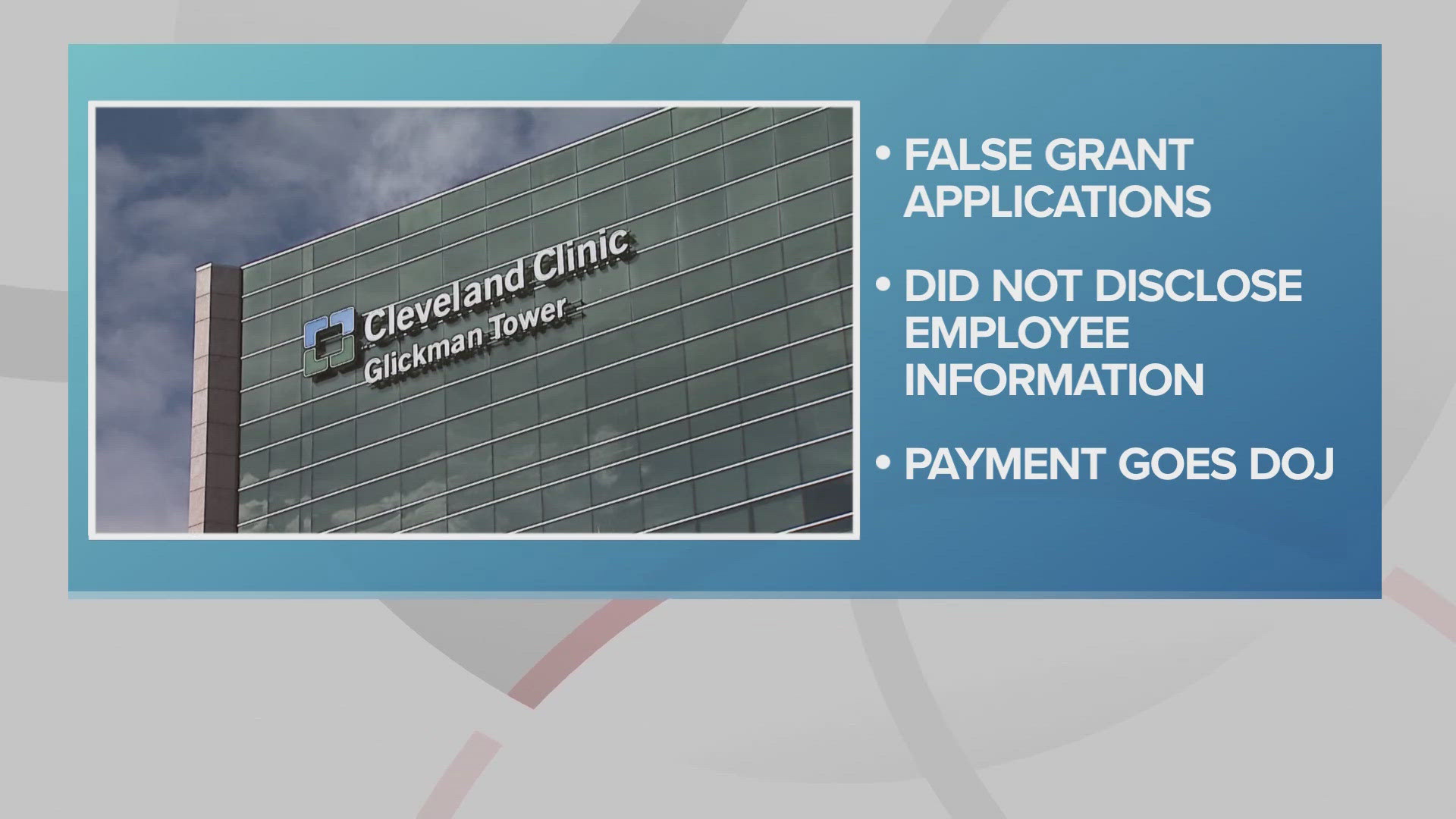 Investigators had accused the Clinic of submitting false federal grant applications by failing to disclose an employee's sources of financial assistance.