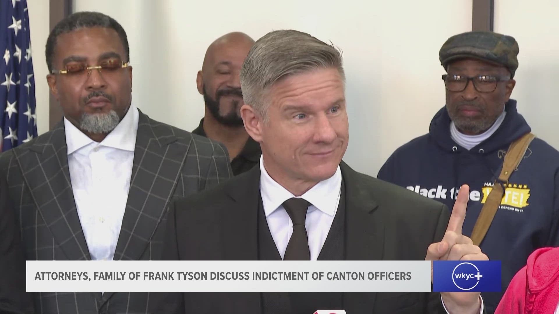 Bobby DiCello, attorney for Frank Tyson's family, addresses a grand jury's indictment of  Canton officers Camden Burch and Beau Schoenegge in Tyson's death.