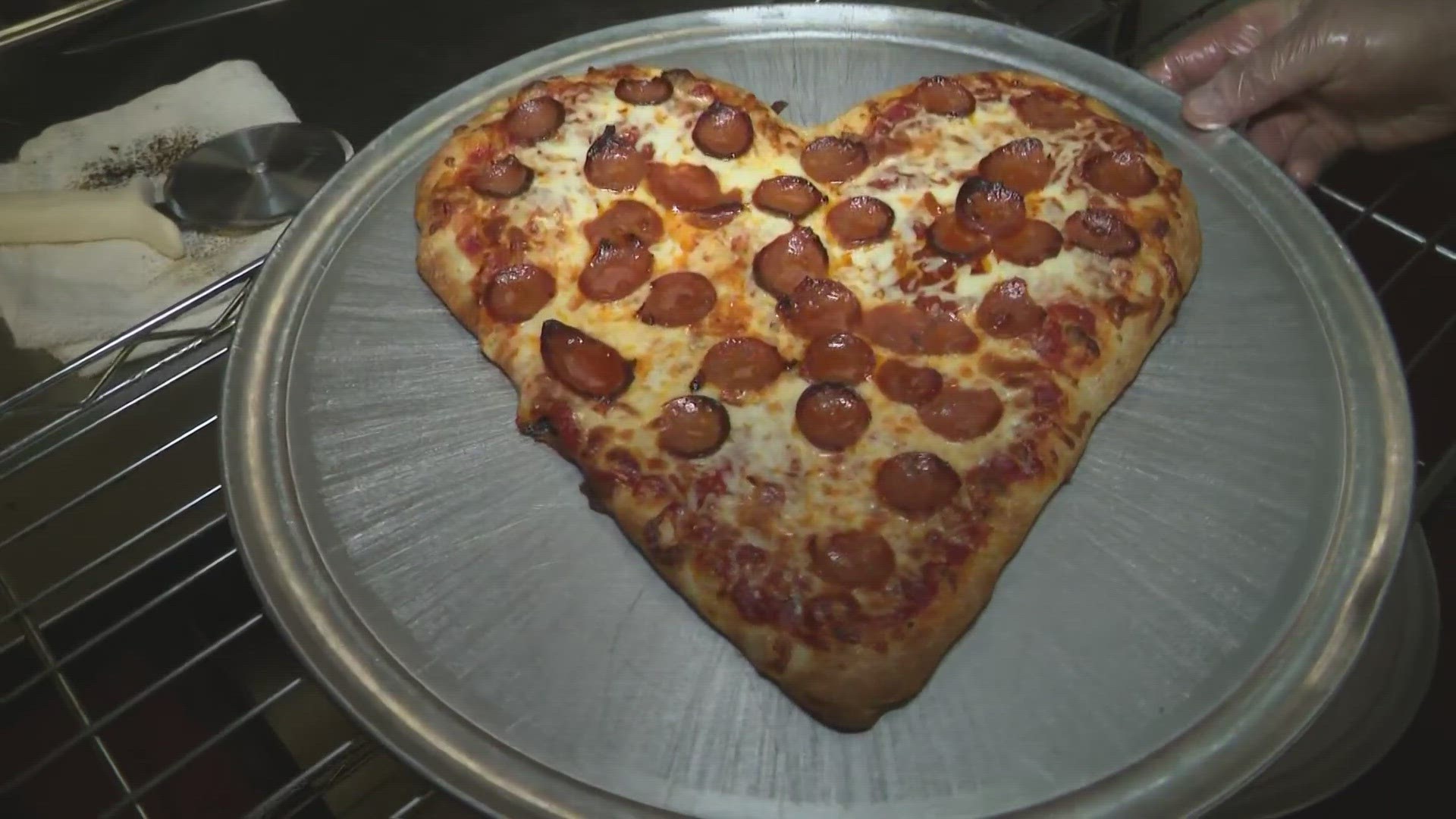 Looking for a unique dinner idea for Valentine's Day? How about a heart-shaped pizza from Geraci's Slice Shop in Cleveland?