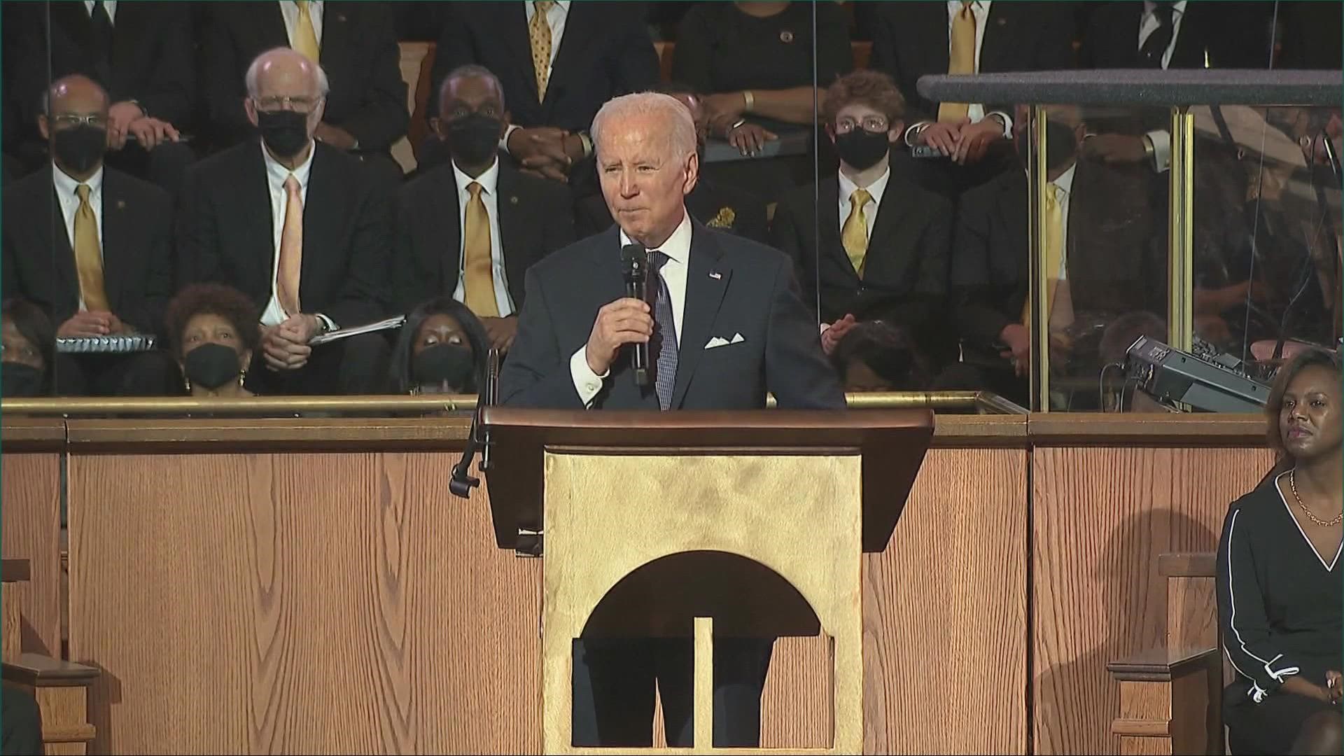 Biden was the first sitting president to deliver a Sunday morning sermon at King's Ebenezer Baptist Church.