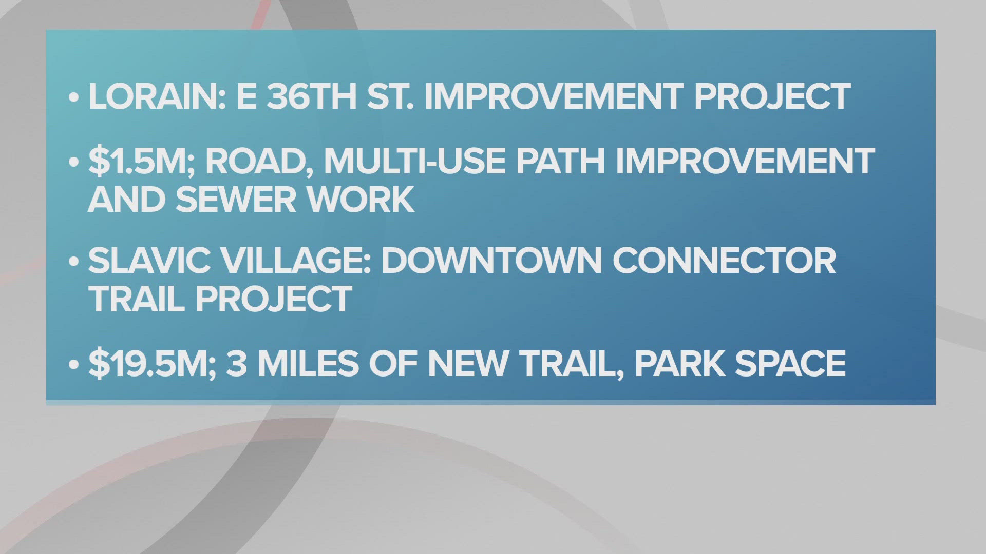 Construction of the Slavic Village Downtown Connector North and the Morgana Run Extension is expected to begin in 2026.