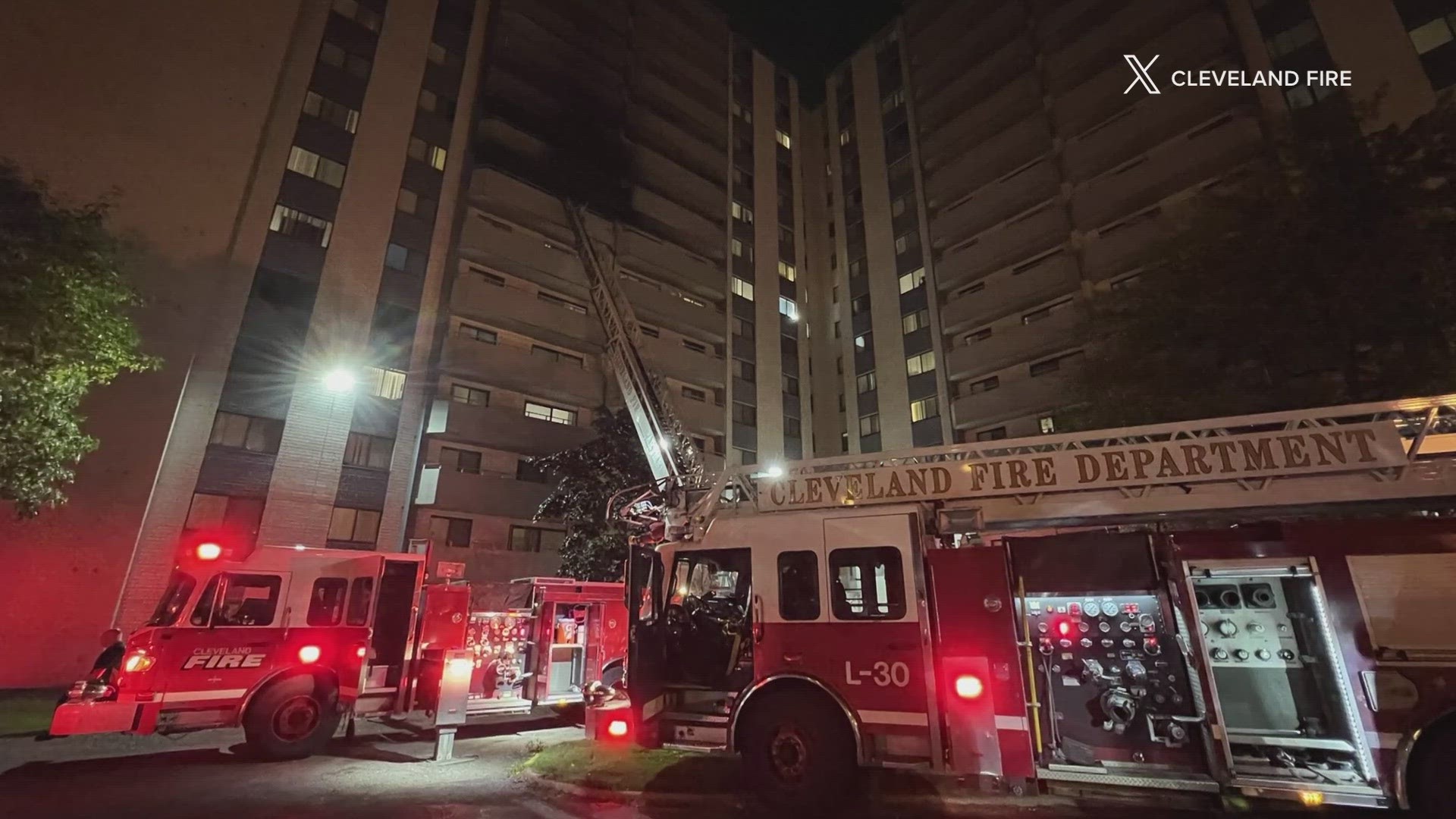 Cleveland fire officials say all residents are safe after a two-alarm fire happened at an apartment building overnight on East 156th Street.