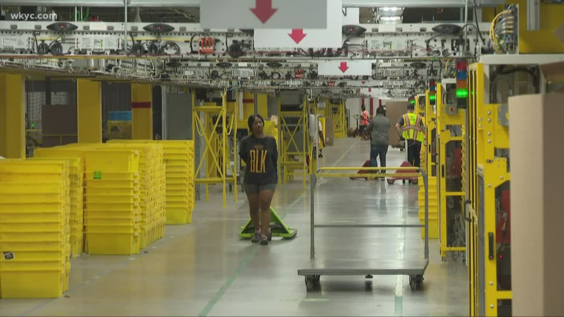 Amazon opened the doors of its high-tech fulfillment center to public officials and media on Thursday. It’s one six Amazon sorting centers in Ohio.