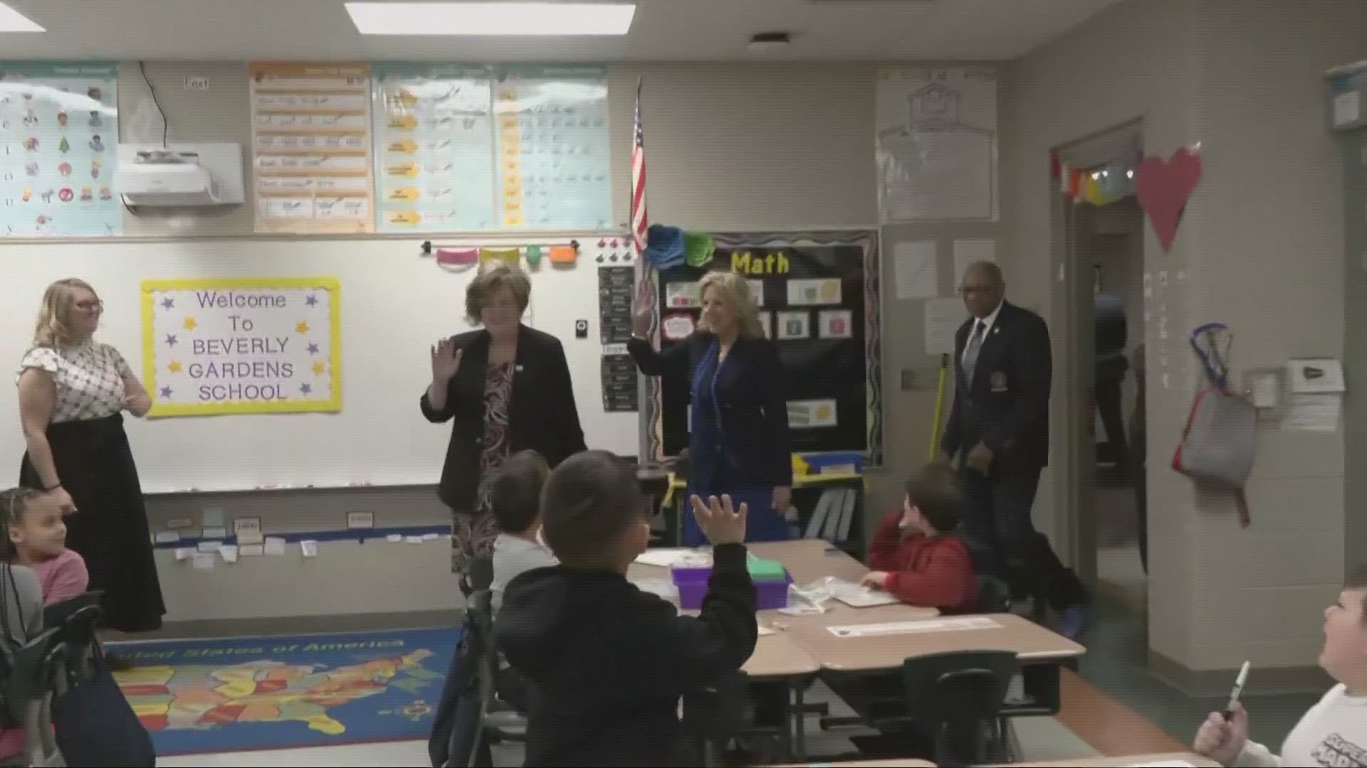 The First Lady toured a Purple Star Elementary School that supports military connected children.