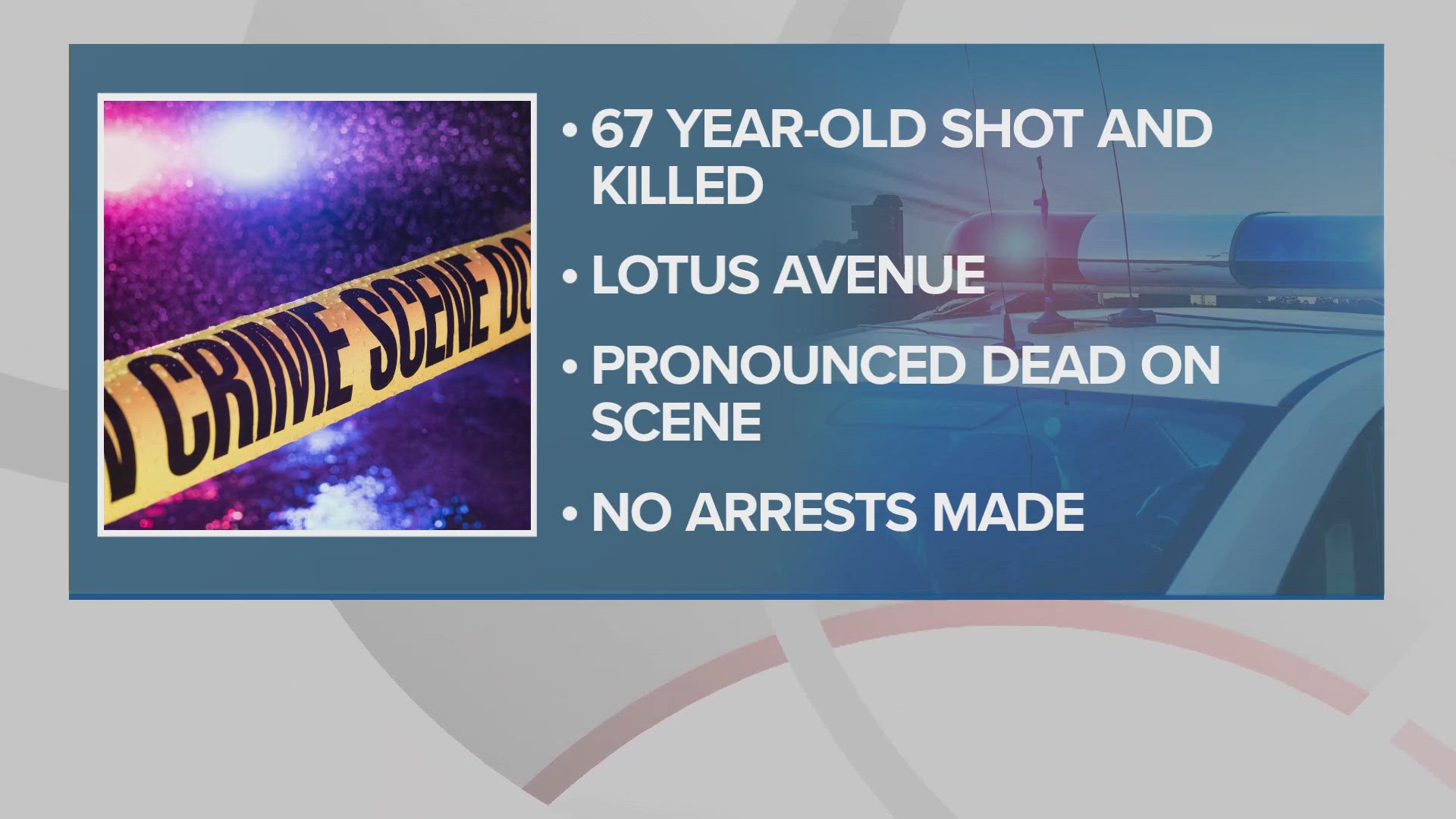 A 67-year-old man was found with gunshot wounds on the 15800 block of Lotus Avenue at around 4:20 p.m. Friday.