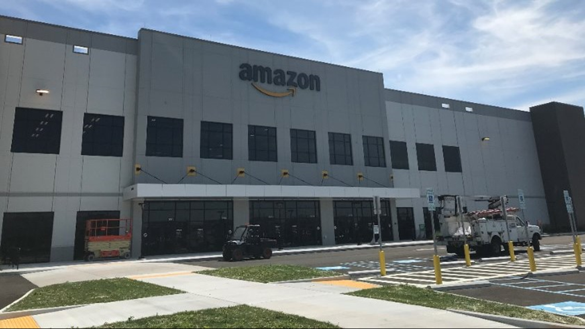 Amazon sign installed on new facility in North Randall