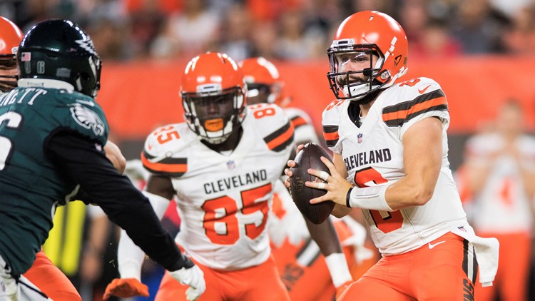 Philadelphia Eagles defensive end Tarron Jackson (75) runs up the field  during an NFL preseason football game against the Cleveland Browns, Sunday,  Aug. 21, 2022, in Cleveland. (AP Photo/Kirk Irwin Stock Photo - Alamy