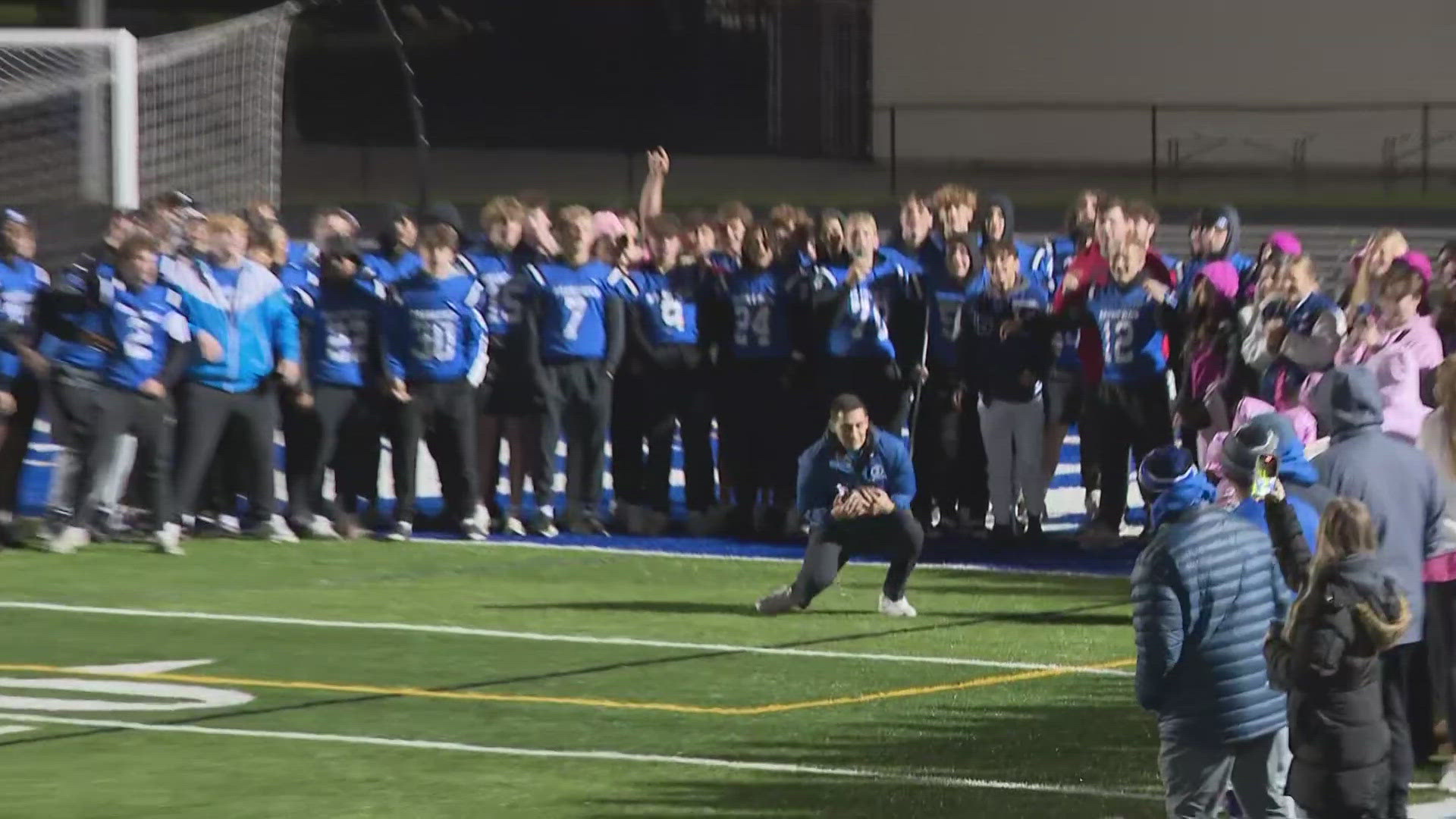 Here's a fun moment with 3News' David Greenberg as he gets pumped up for Friday Football Fever at Brunswick High School.