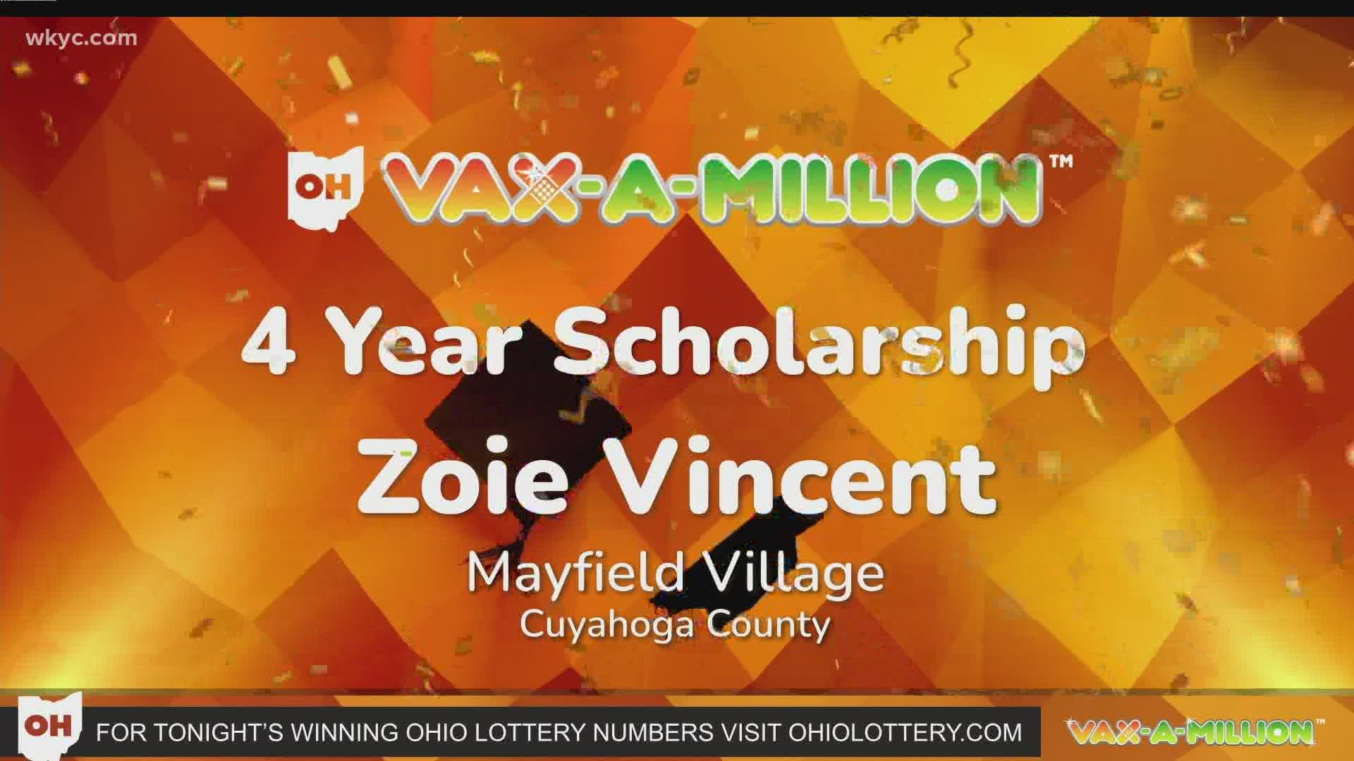 Toledo's Jonathan Carlyle was the winner of the second $1 million prize, while Zoie Vincent of Mayfield Village earned a full-ride college scholarship.