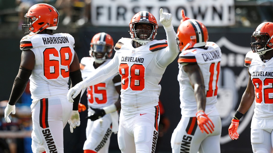 Cleveland Browns defensive back T.J. Carrie (38) runs during an