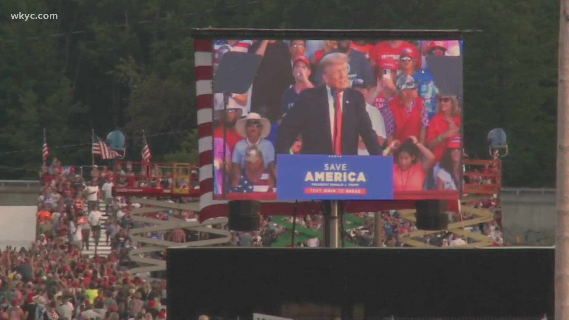 Trump was in Lorain County campaigning for Max Miller, who is trying to unseat U.S. Rep. Anthony Gonzalez.