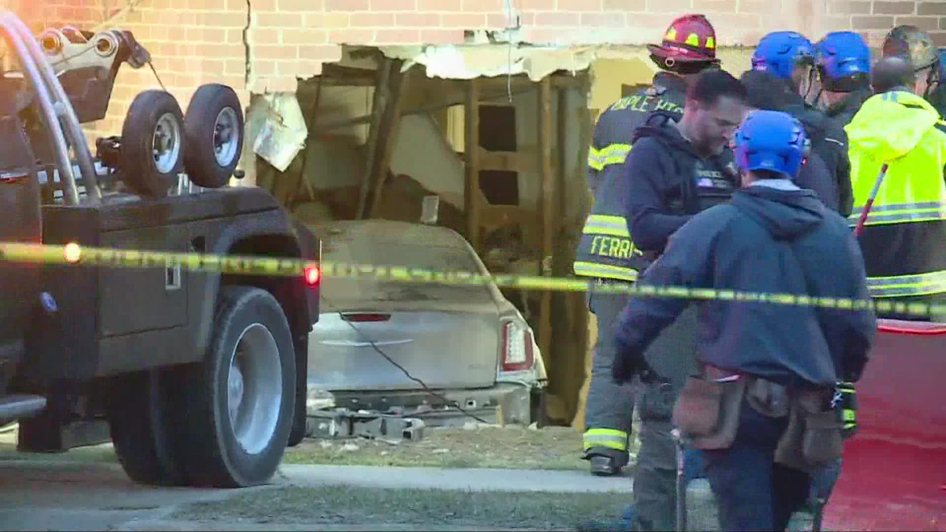 According to police, the victim was inside her home on Lee Road when the vehicle smashed through the building and struck her.