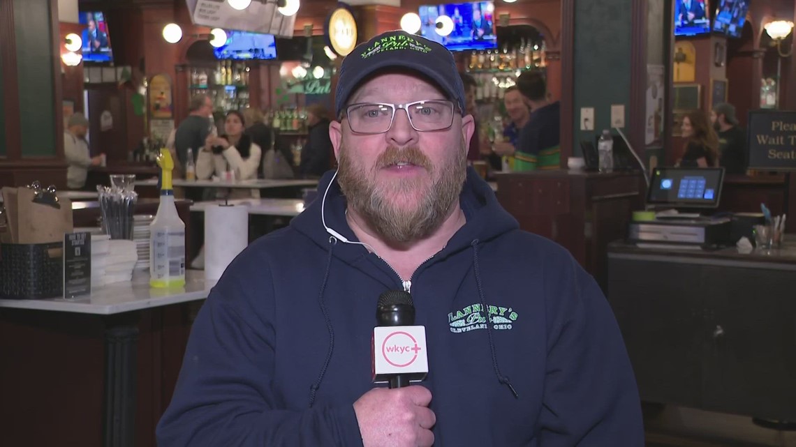 Flannery's Pub in downtown Cleveland preparing for St. Patrick's Day