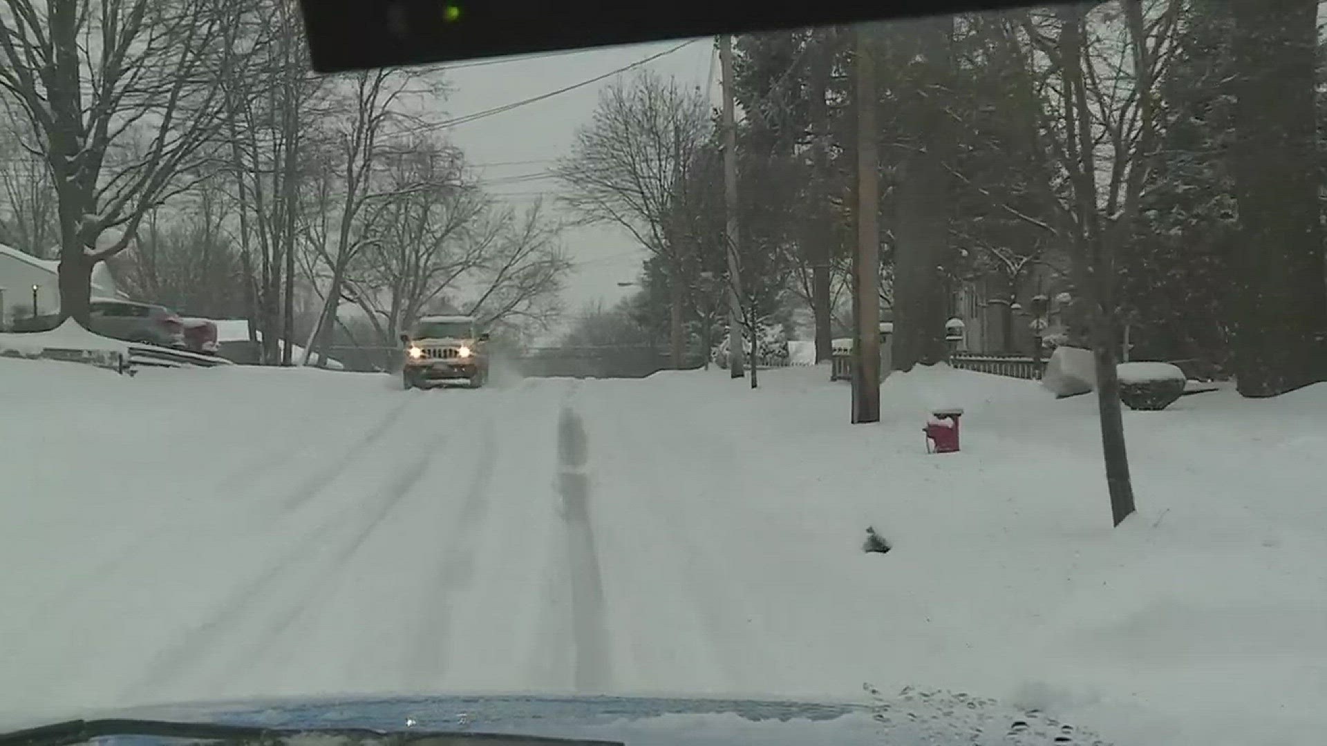 Driving on Akron's snowy roads