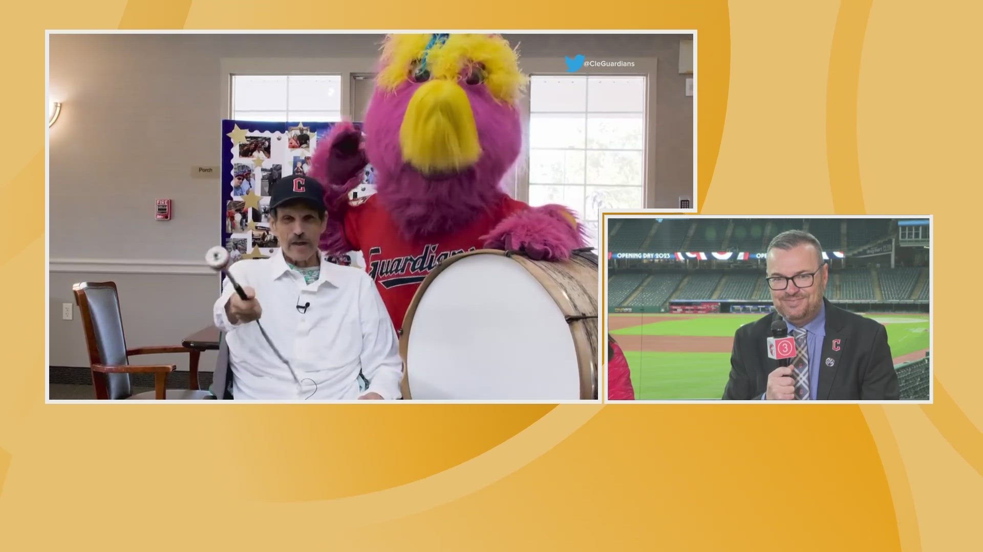 It will be a special moment as Slider the mascot pays tribute to drummer John Adams at the 2023 home opener at Progressive Field.
