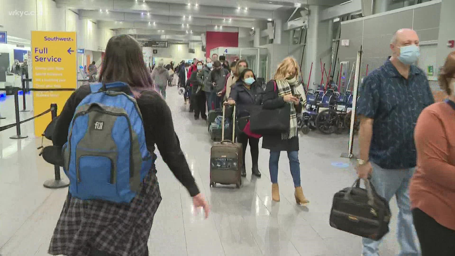 It's a busy morning at Cleveland Hopkins International Airport as travelers catch their post-Thanksgiving flights.