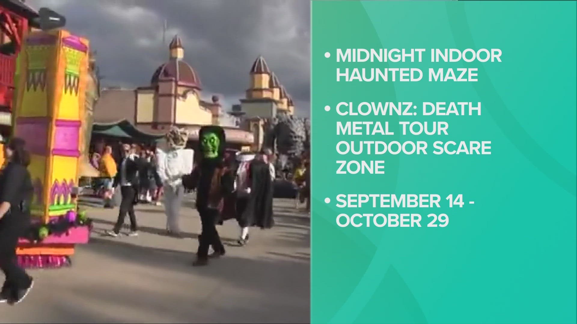 New for 2023 are the Midnight indoor haunted maze and Clownz: Death Metal Tour outdoor scare zone.