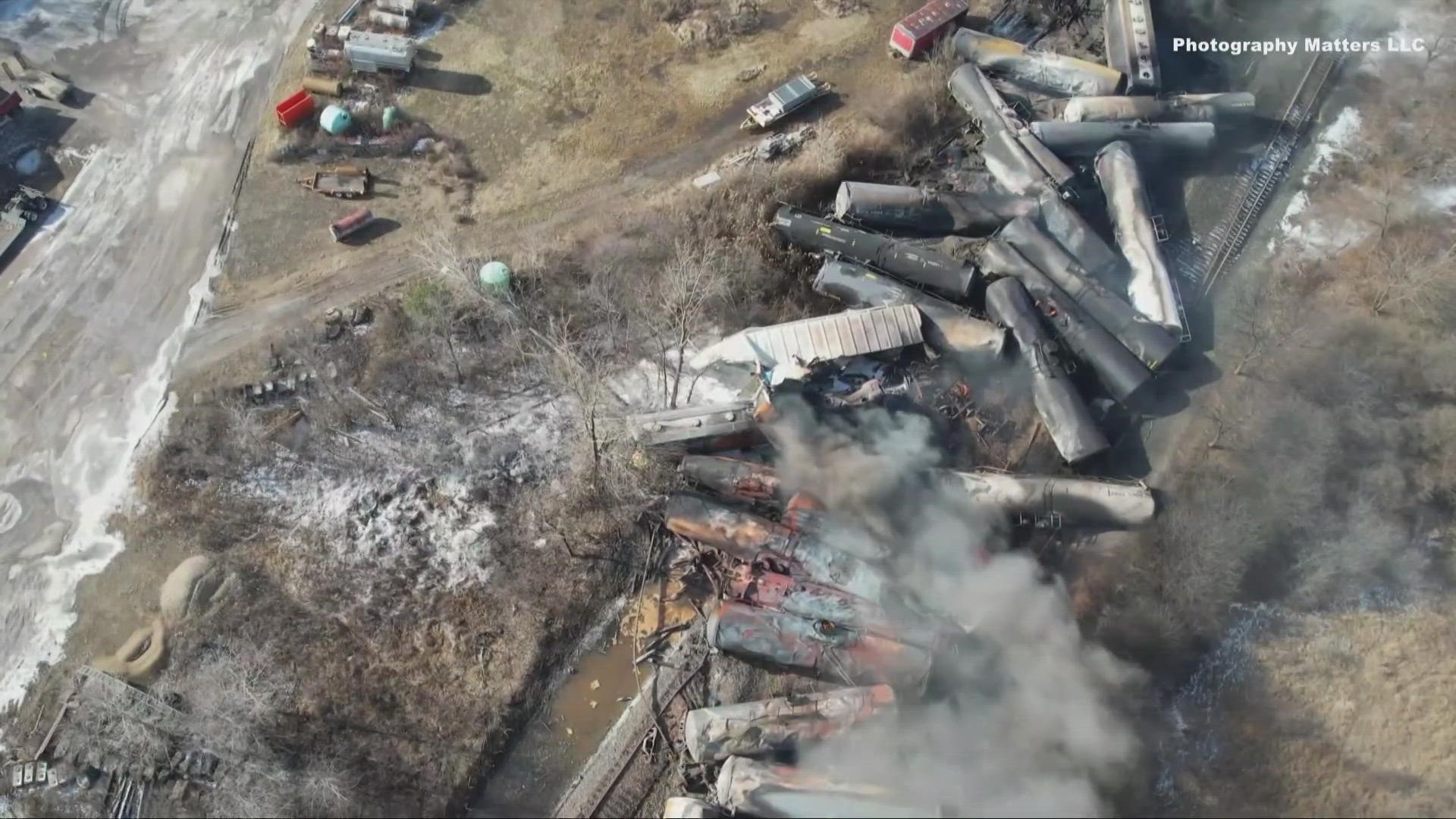 Air quality tests from the site of the train derailment in East Palestine has been underway.