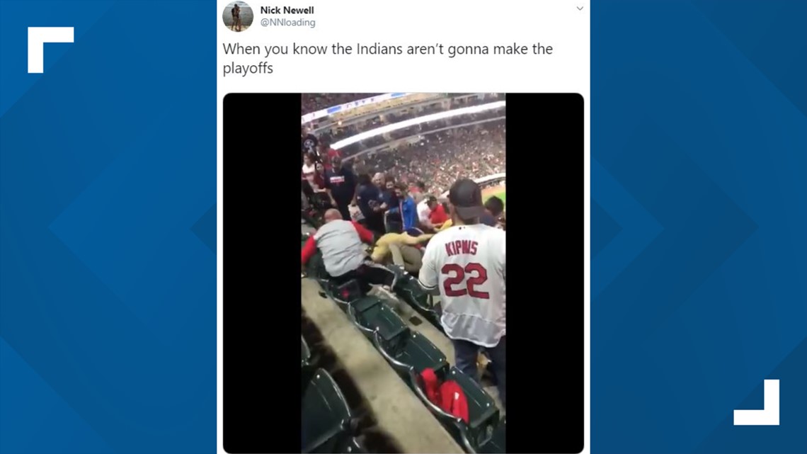 10 May 2015: A Cleveland Indians fan with a foam Chief Wahoo hat during the  game between the Minnesota Twins and Cleveland Indians at Progressive Field  in Cleveland, OH. Cleveland defeated Minnesota