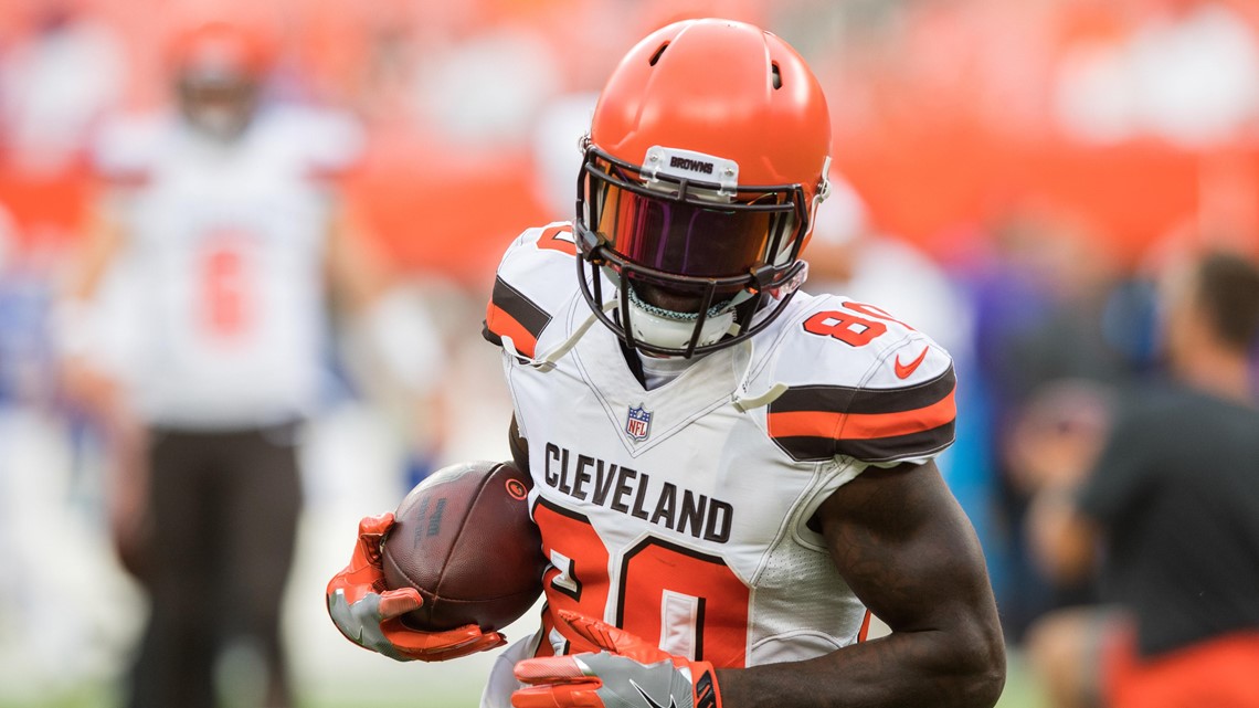 FILE - Cleveland Browns wide receiver Jarvis Landry (80) jogs off of the  field after an NFL football game against the Baltimore Ravens, Sunday, Dec.  12, 2021, in Cleveland. Browns five-time Pro